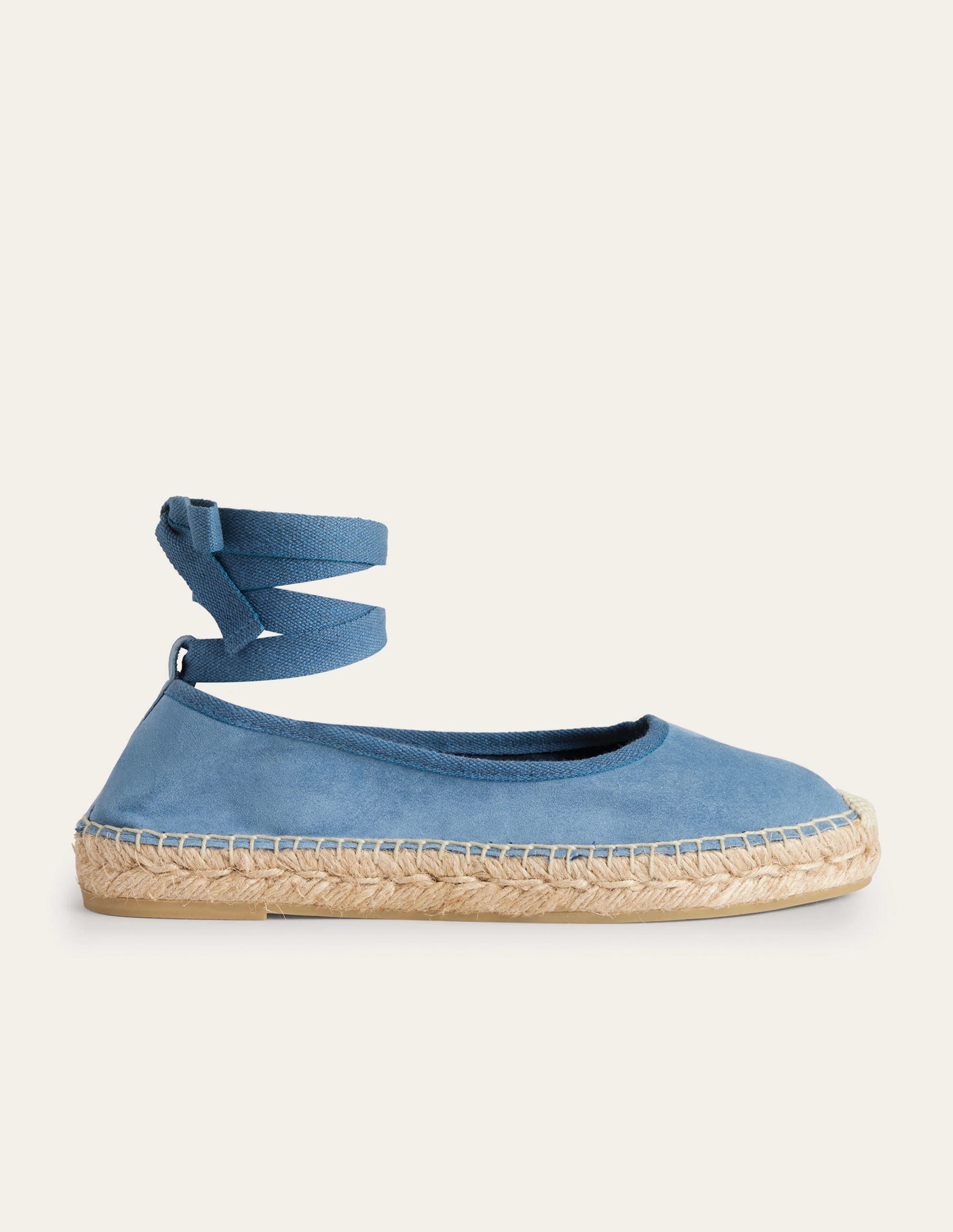Espadrilles nouées à la cheville-Daim bleu caporal - Image 2