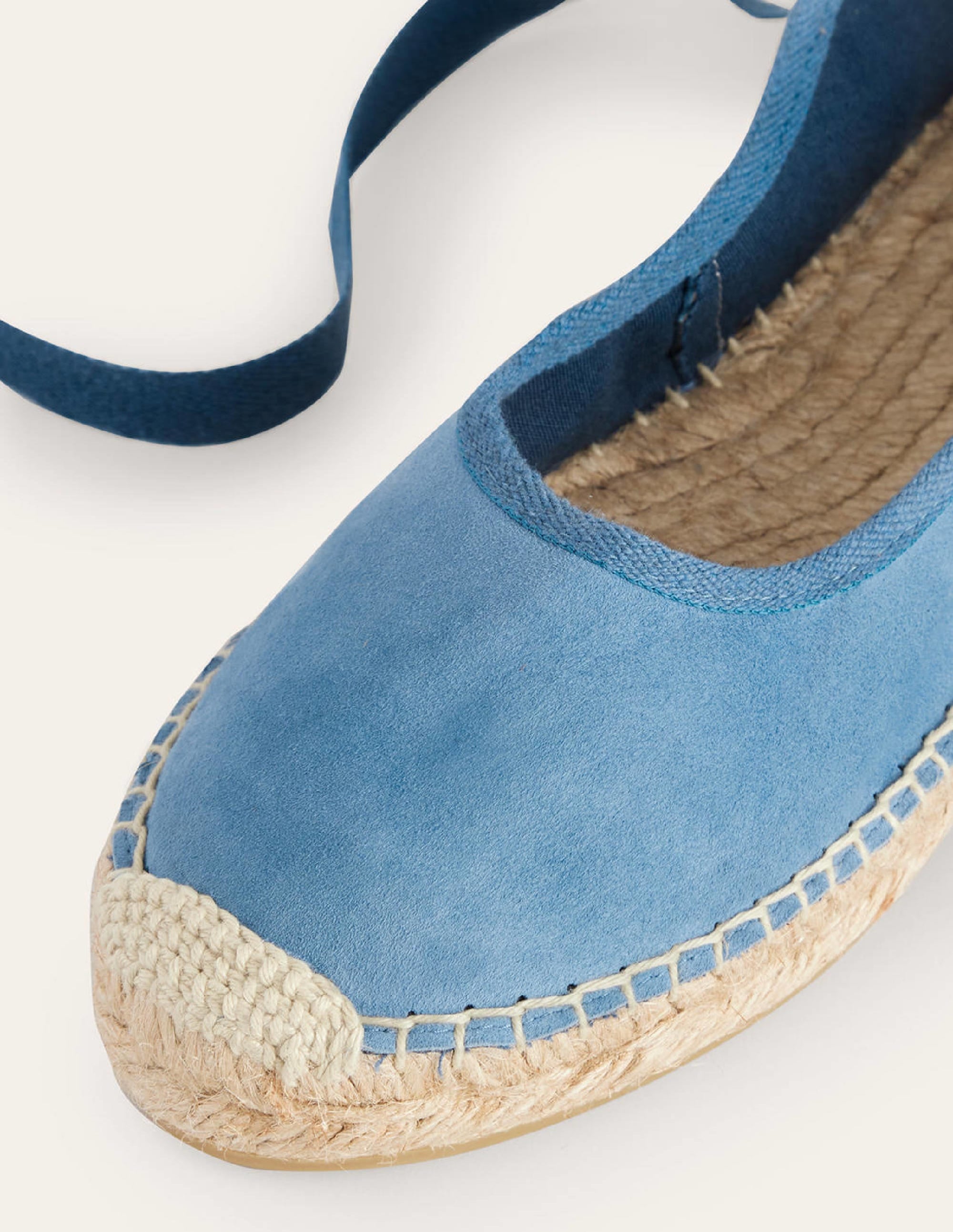 Espadrilles nouées à la cheville-Daim bleu caporal - Image 4