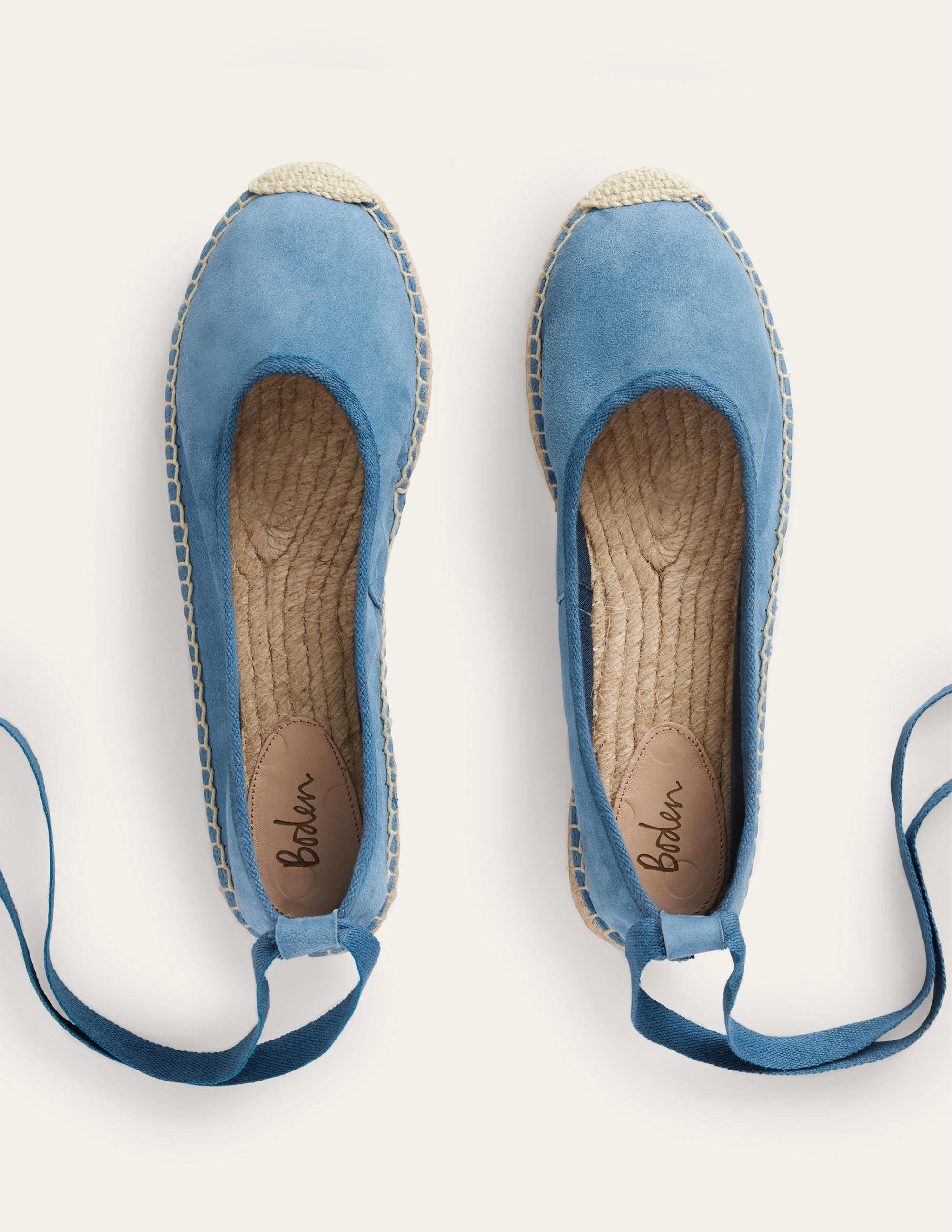 Espadrilles nouées à la cheville-Daim bleu caporal - Image 5