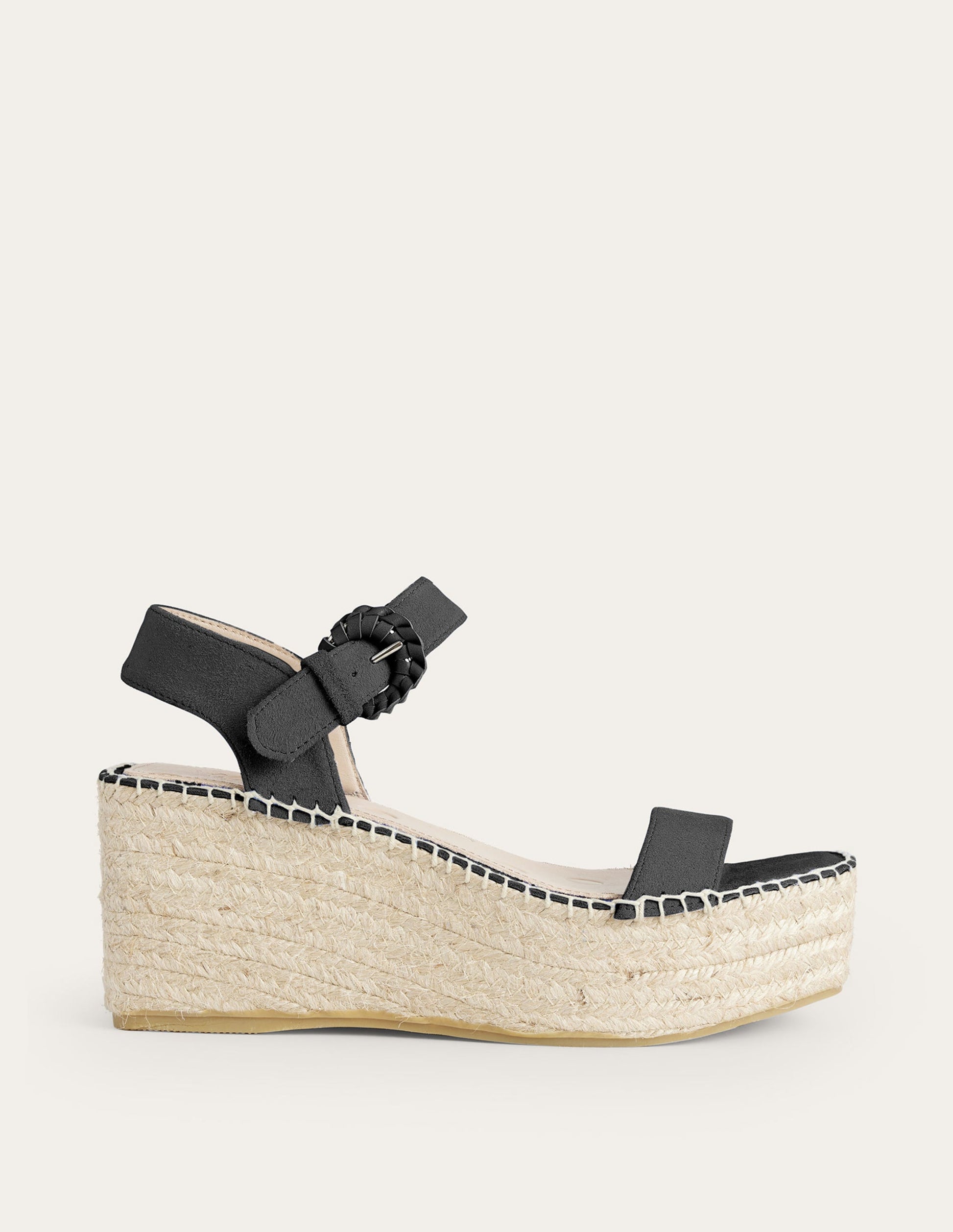 Compensées façon espadrilles-Daim noir-1