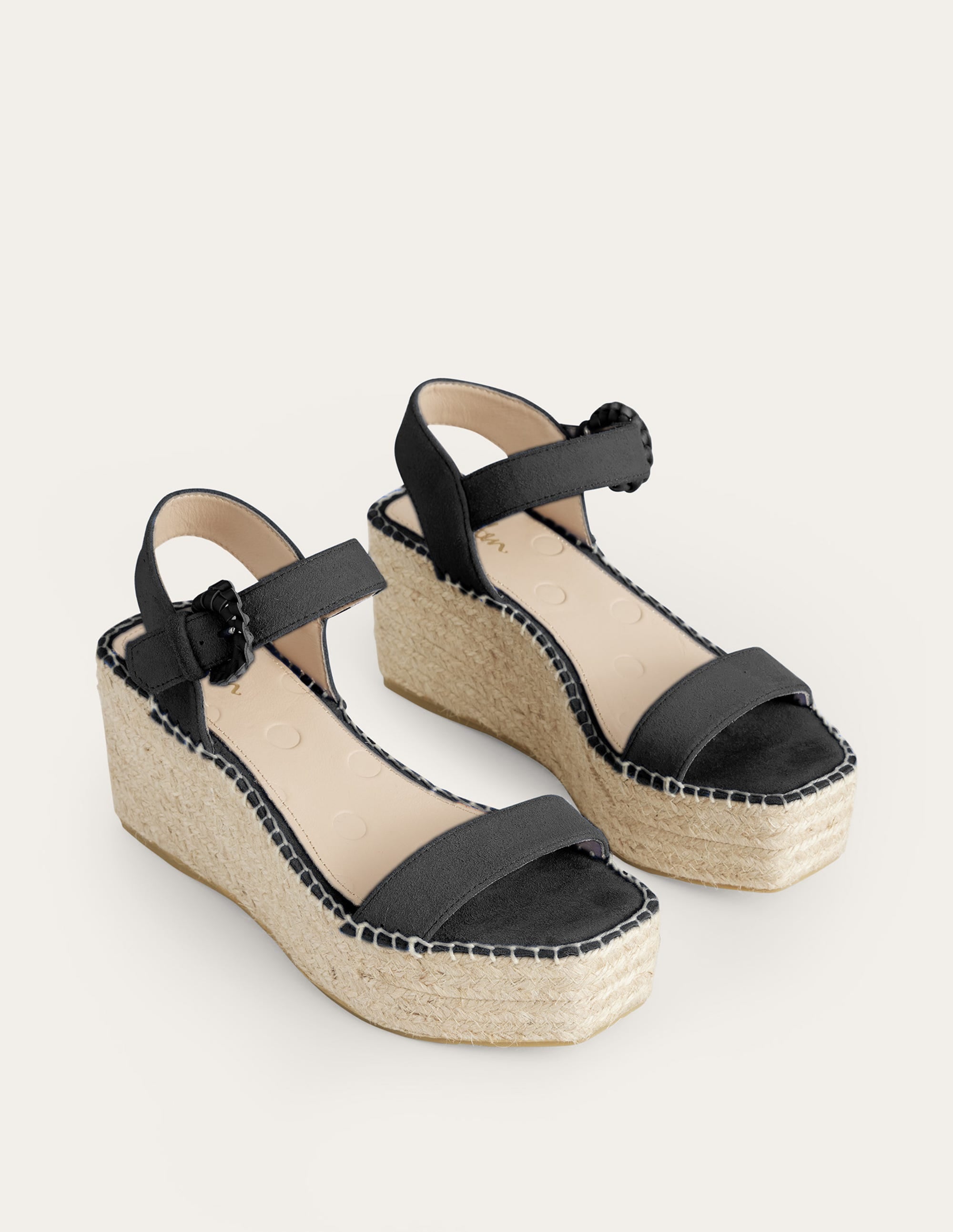 Compensées façon espadrilles-Daim noir - Image 2