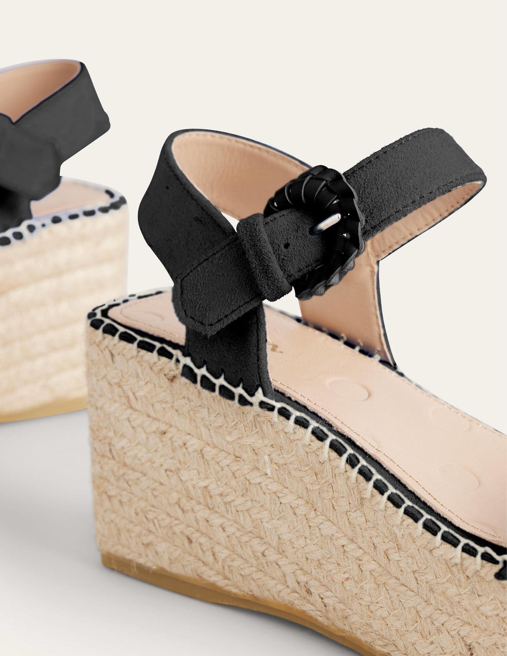 Compensées façon espadrilles-Daim noir-3