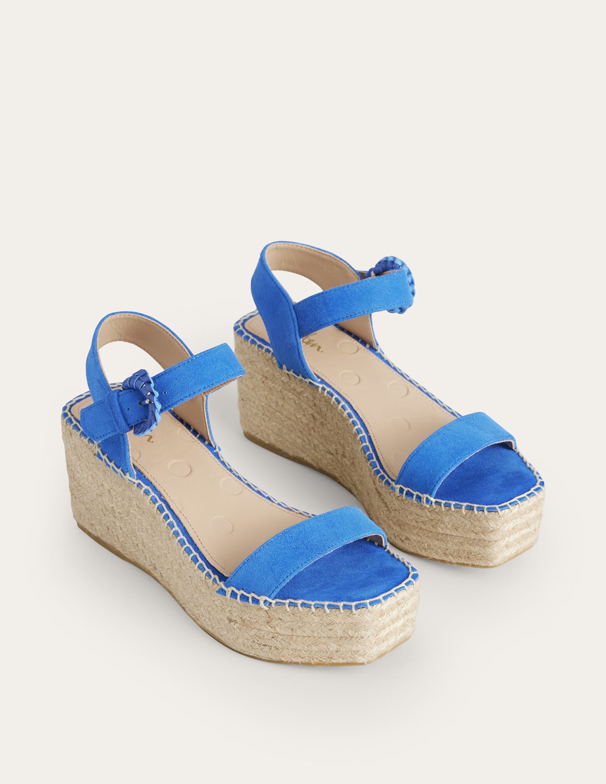 Espadrilles mit Keilabsatz-Fischreiherblau, Veloursleder - Image 2