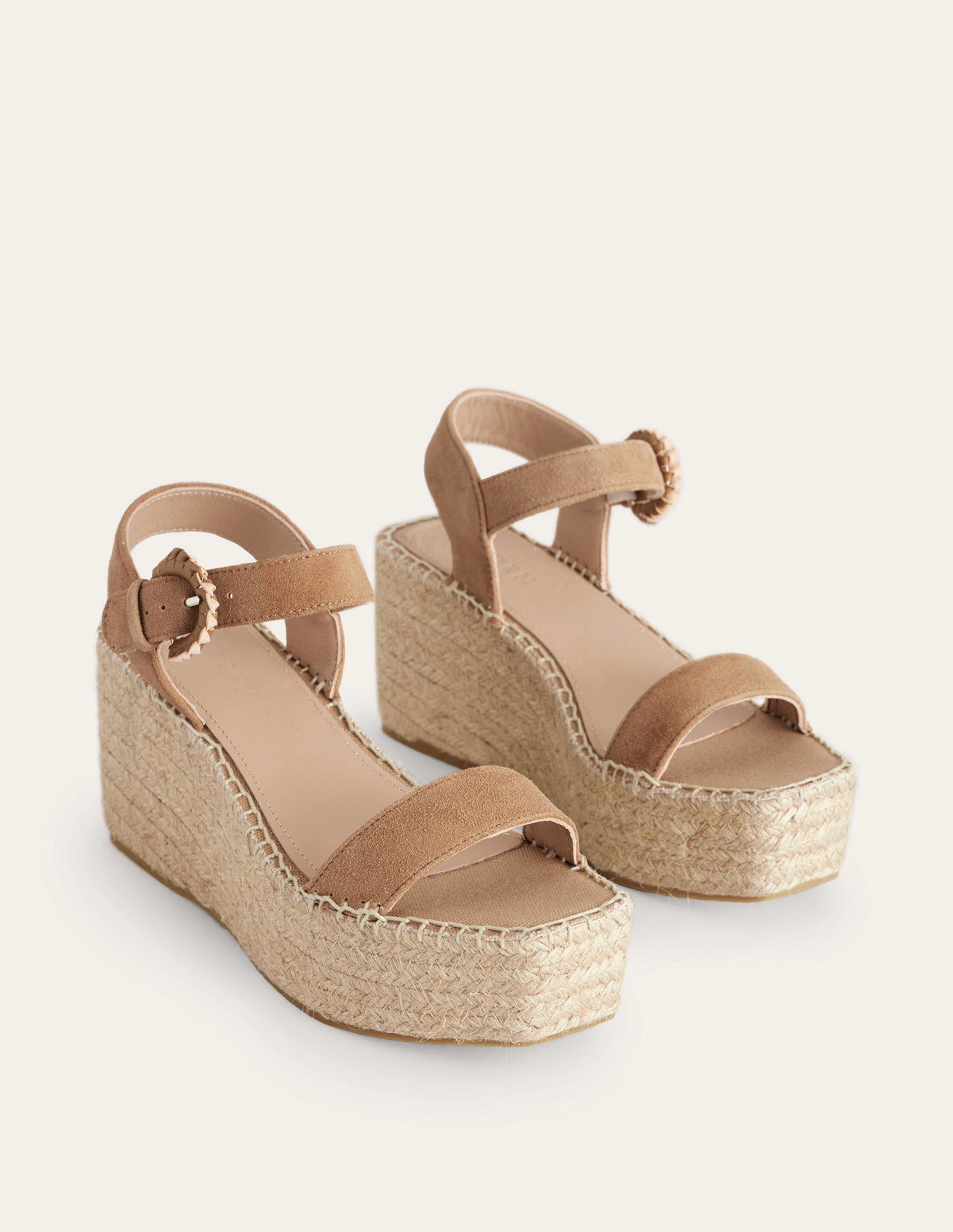 Espadrilles mit Keilabsatz-Eichelbraun, Veloursleder - Image 2