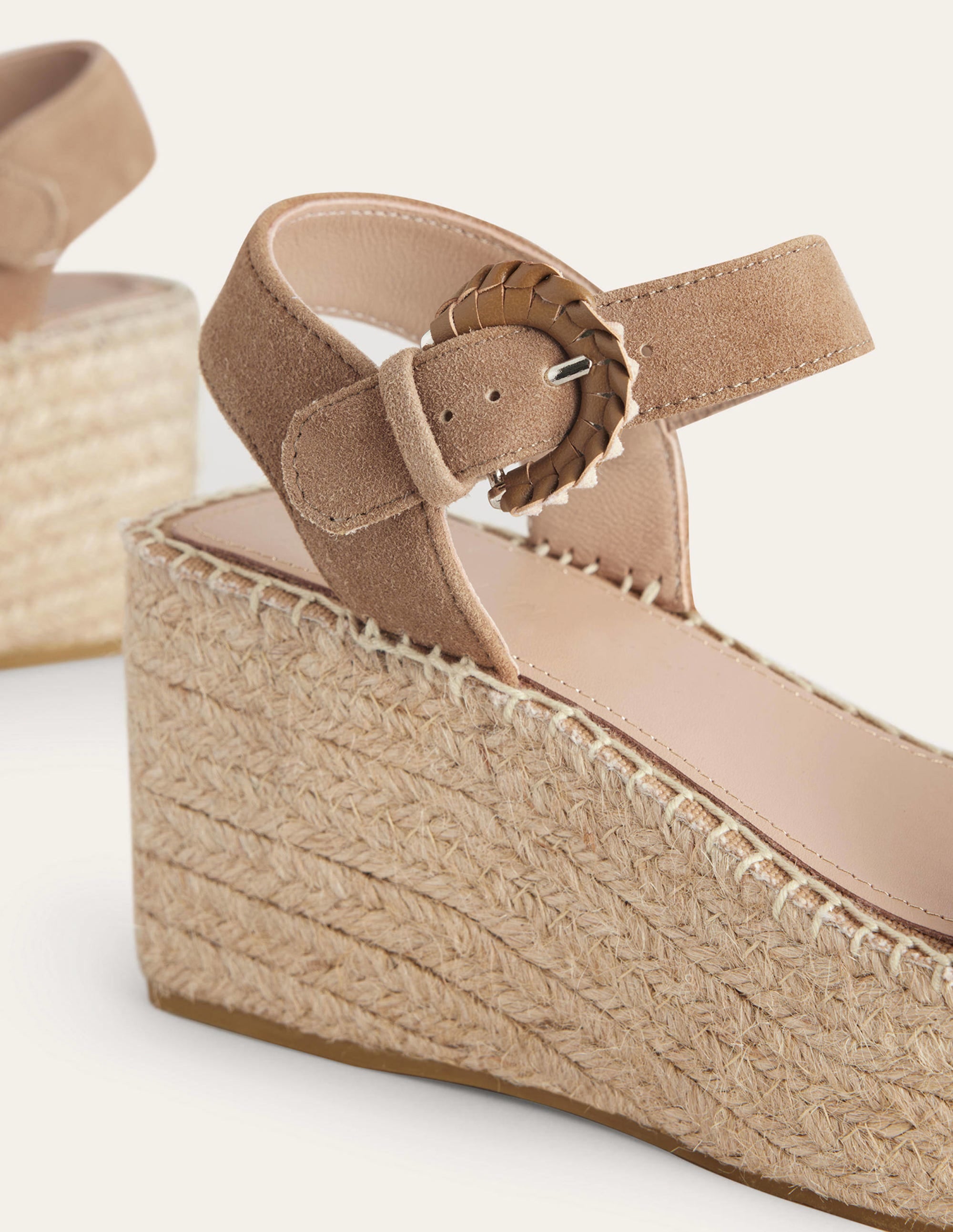 Espadrilles mit Keilabsatz-Eichelbraun, Veloursleder - Image 3