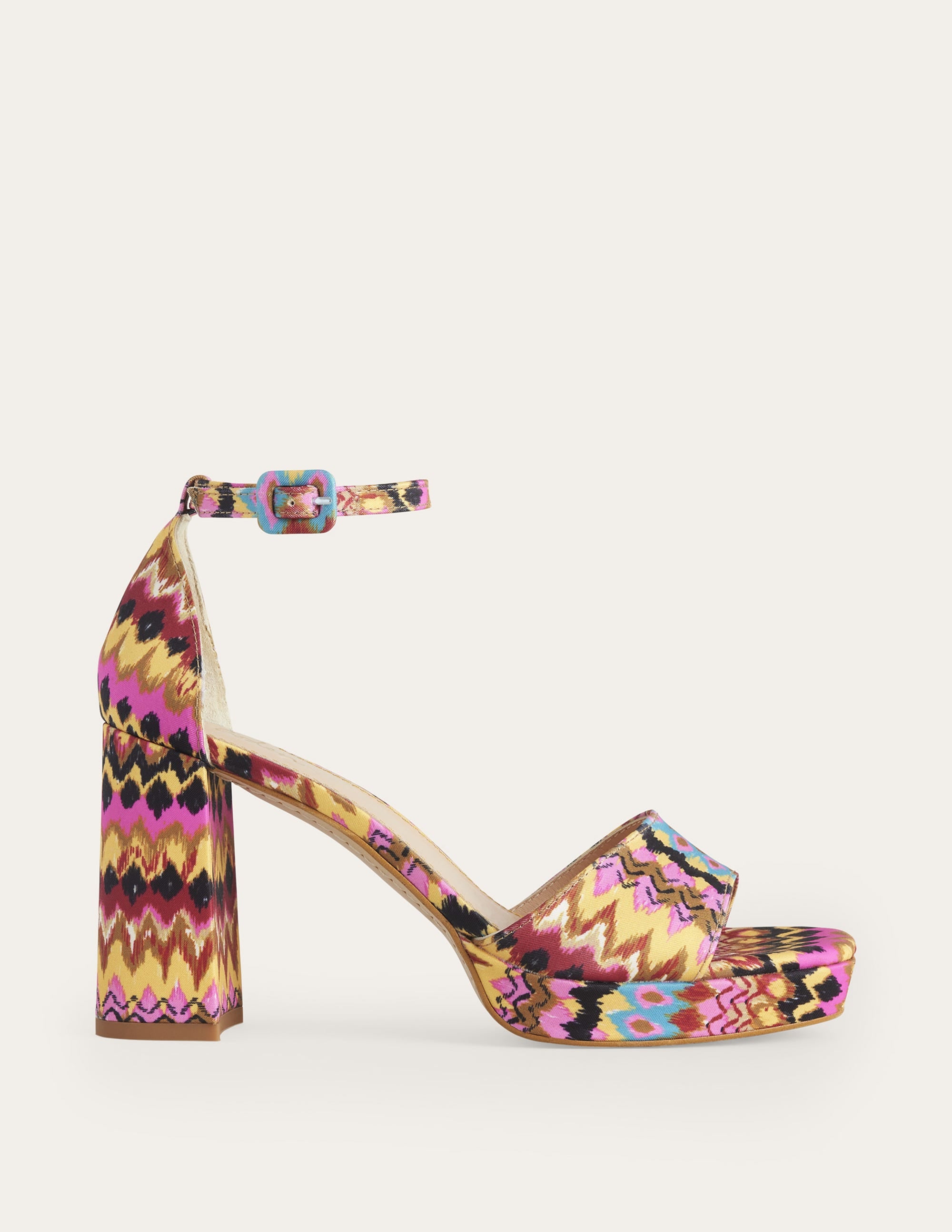Sandales à talons compensés-Multi, motif ikat texturé - Image 1