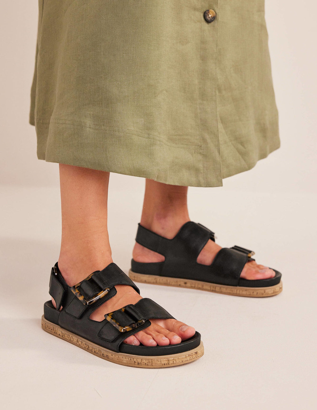 Schnallensandalen mit breiter Sohle-Schwarz - Image 1