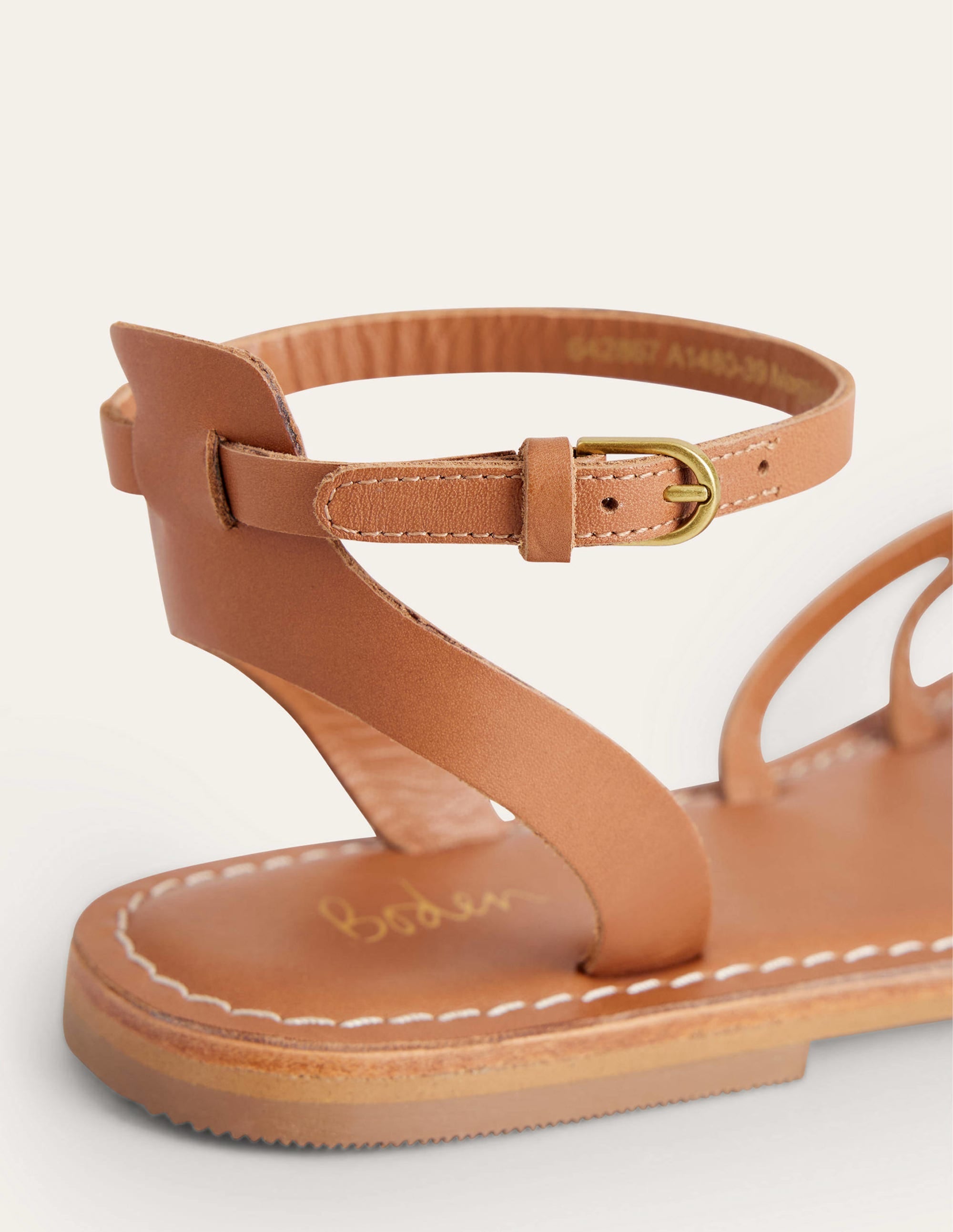 Sandales plates simples-Cuir fauve - Image 3