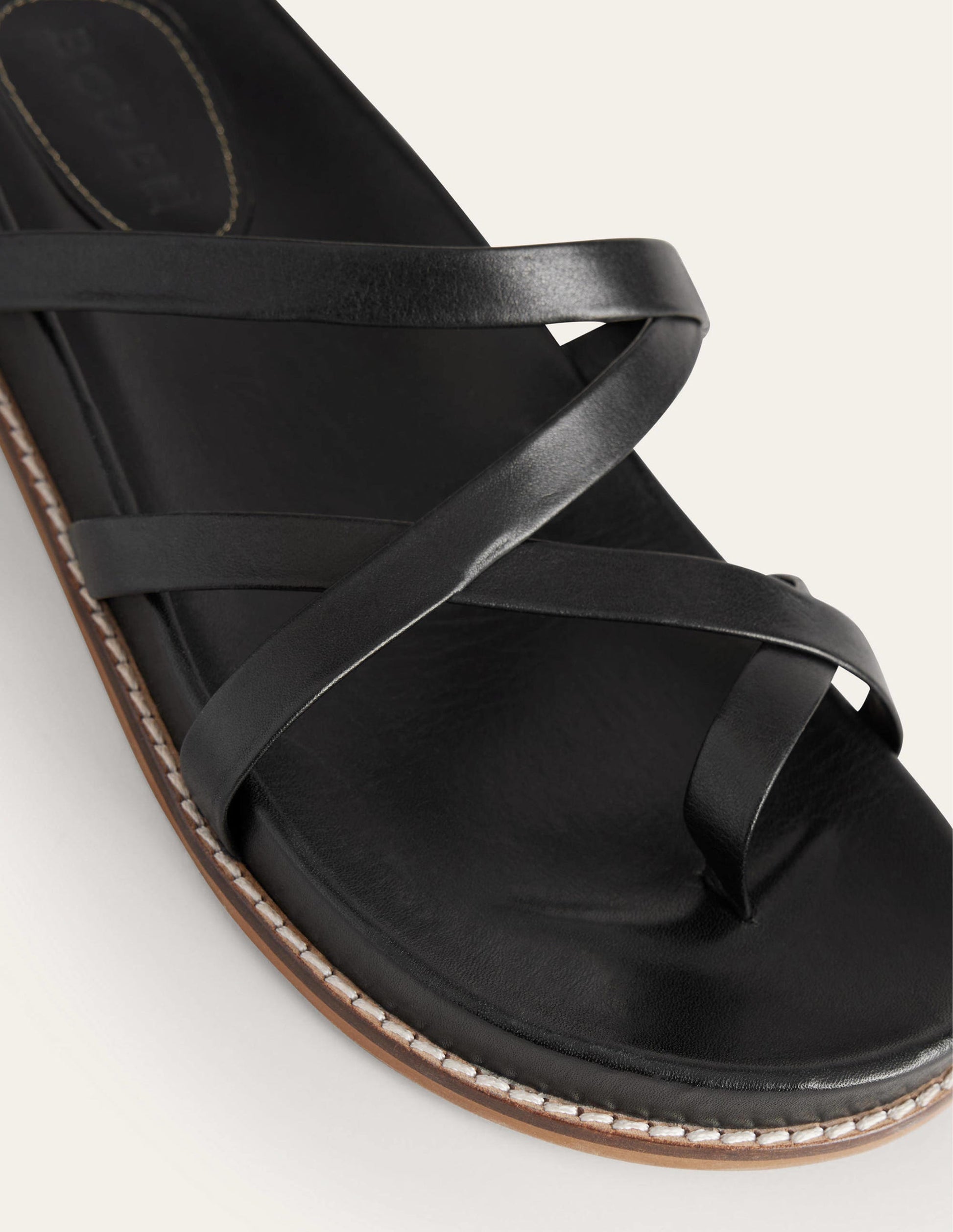 Sandales plates à brides multiples-Cuir noir-3