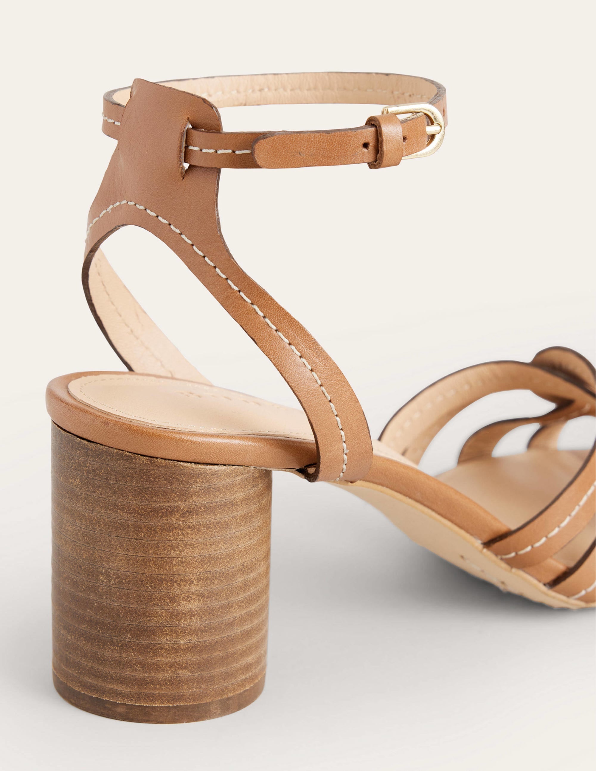 Sandales à talons et brides multiples-Cuir fauve - Image 3