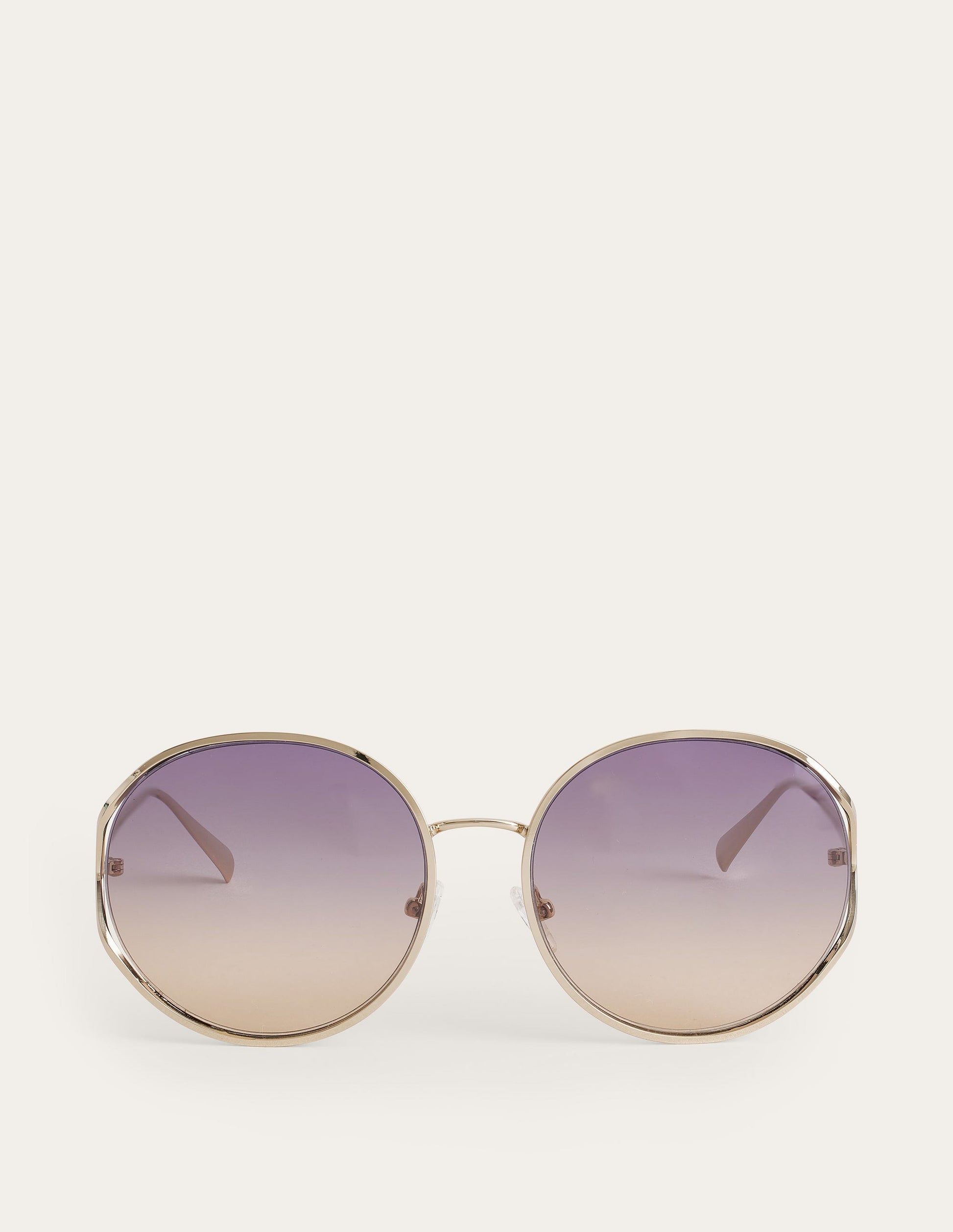 Runde Sonnenbrille mit Drahtgestell-Gold-1