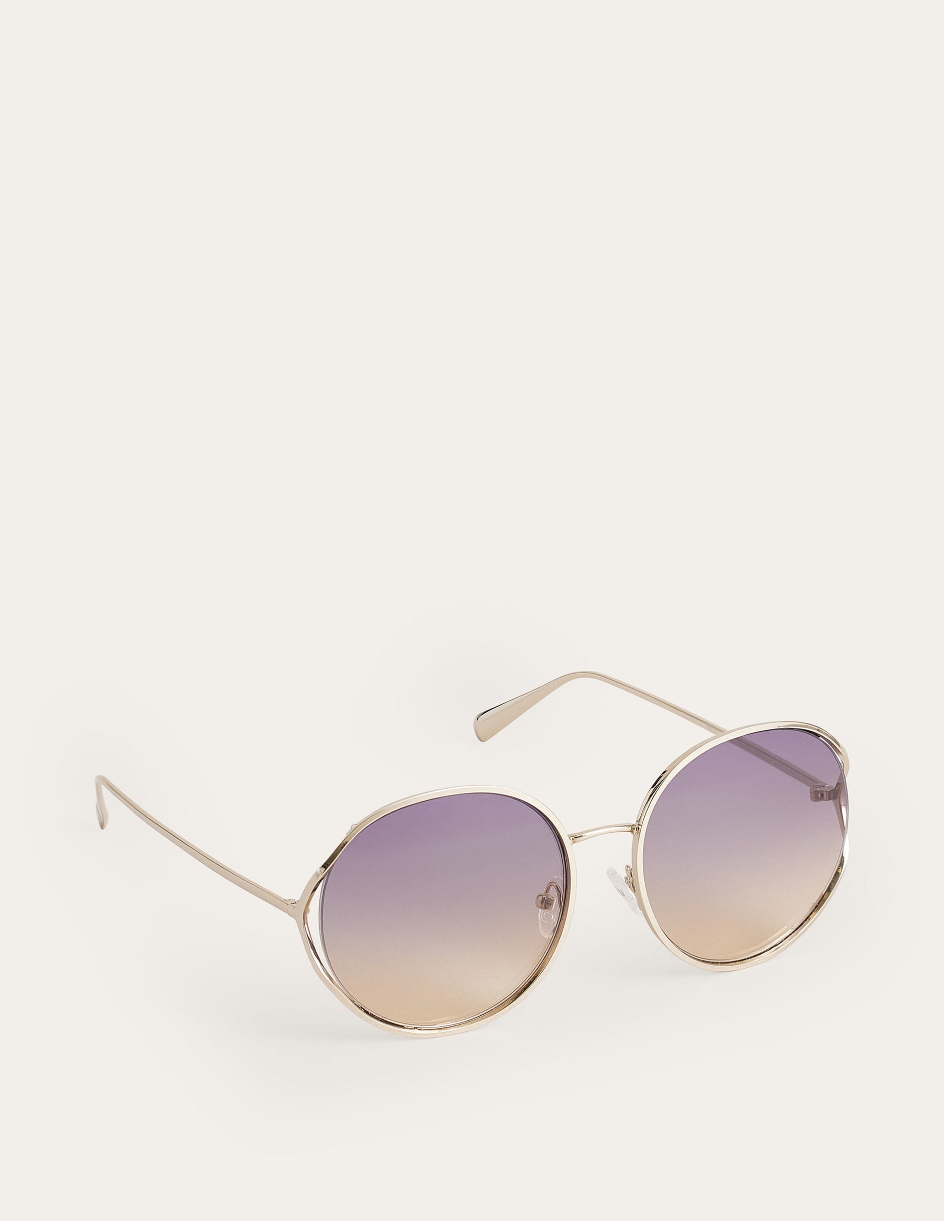 Runde Sonnenbrille mit Drahtgestell-Gold-2