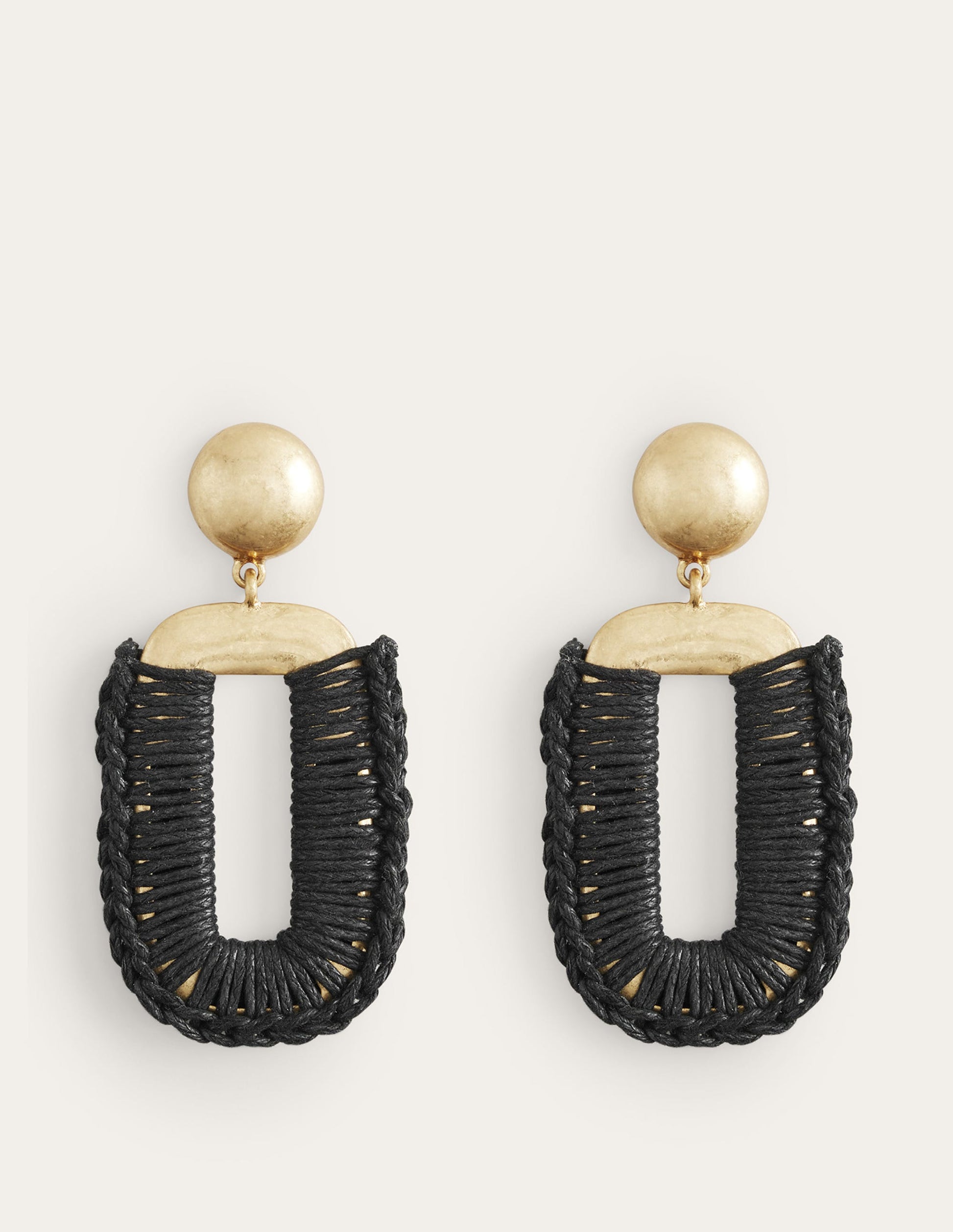 Wrapped Rectangle Earrings-Black-4