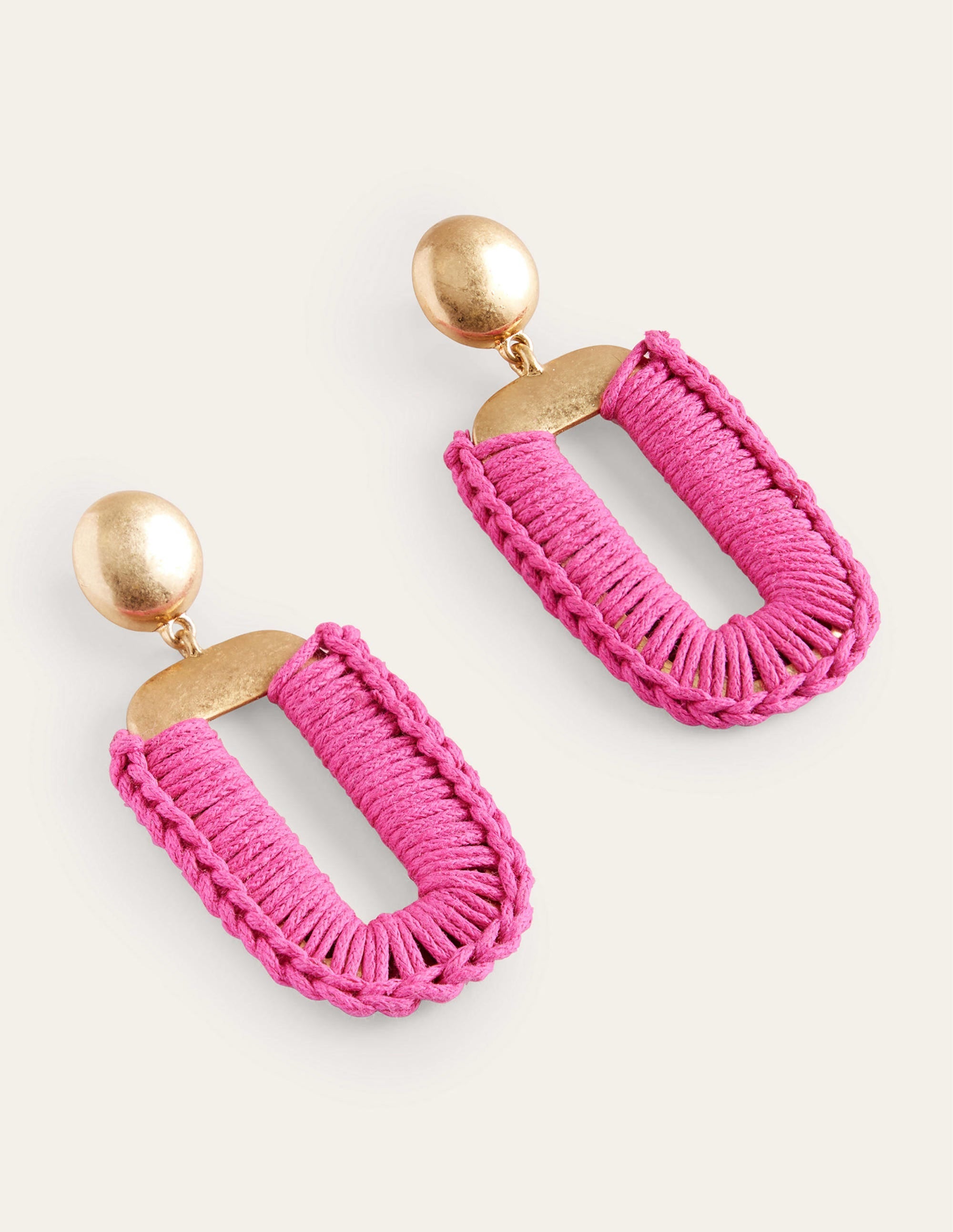 Rechteckige Ohrringe mit Wickel-Design-Dunkelpink - Image 2
