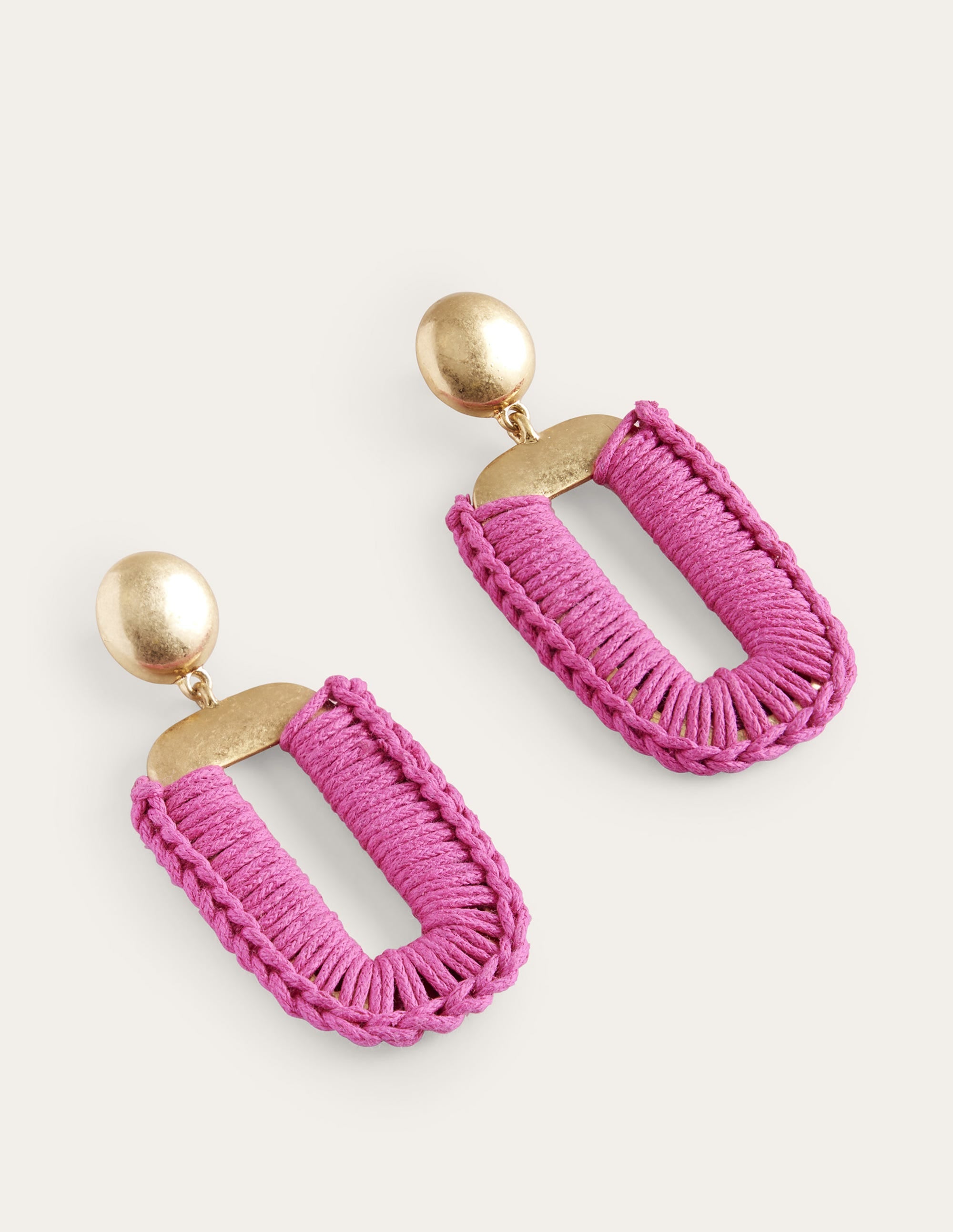 Rechteckige Ohrringe mit Wickel-Design-Dunkelpink - Image 3