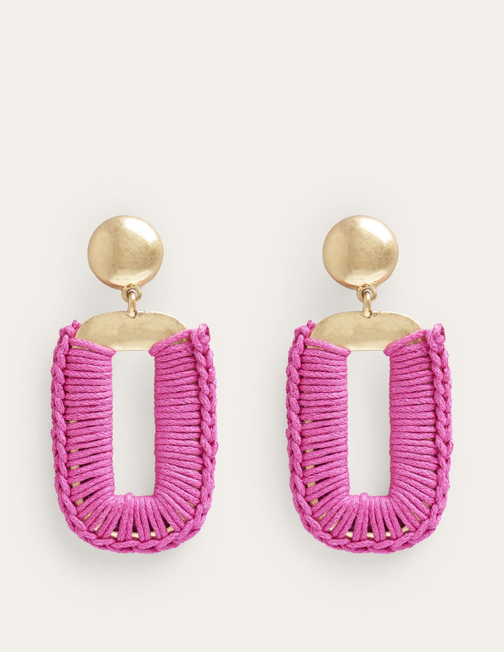 Rechteckige Ohrringe mit Wickel-Design-Dunkelpink-4