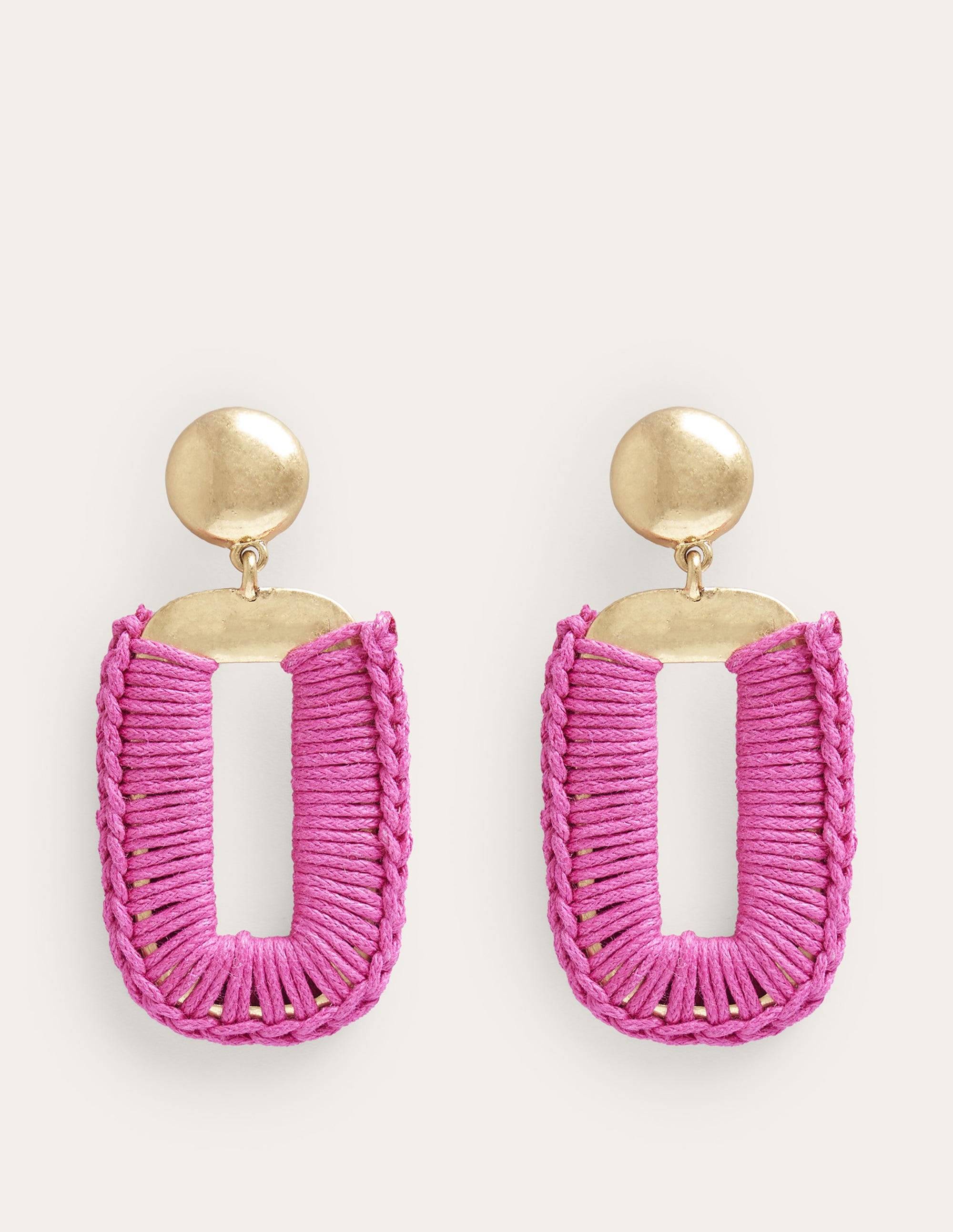 Rechteckige Ohrringe mit Wickel-Design-Dunkelpink - Image 4