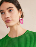 Rechteckige Ohrringe mit Wickel-Design-Dunkelpink