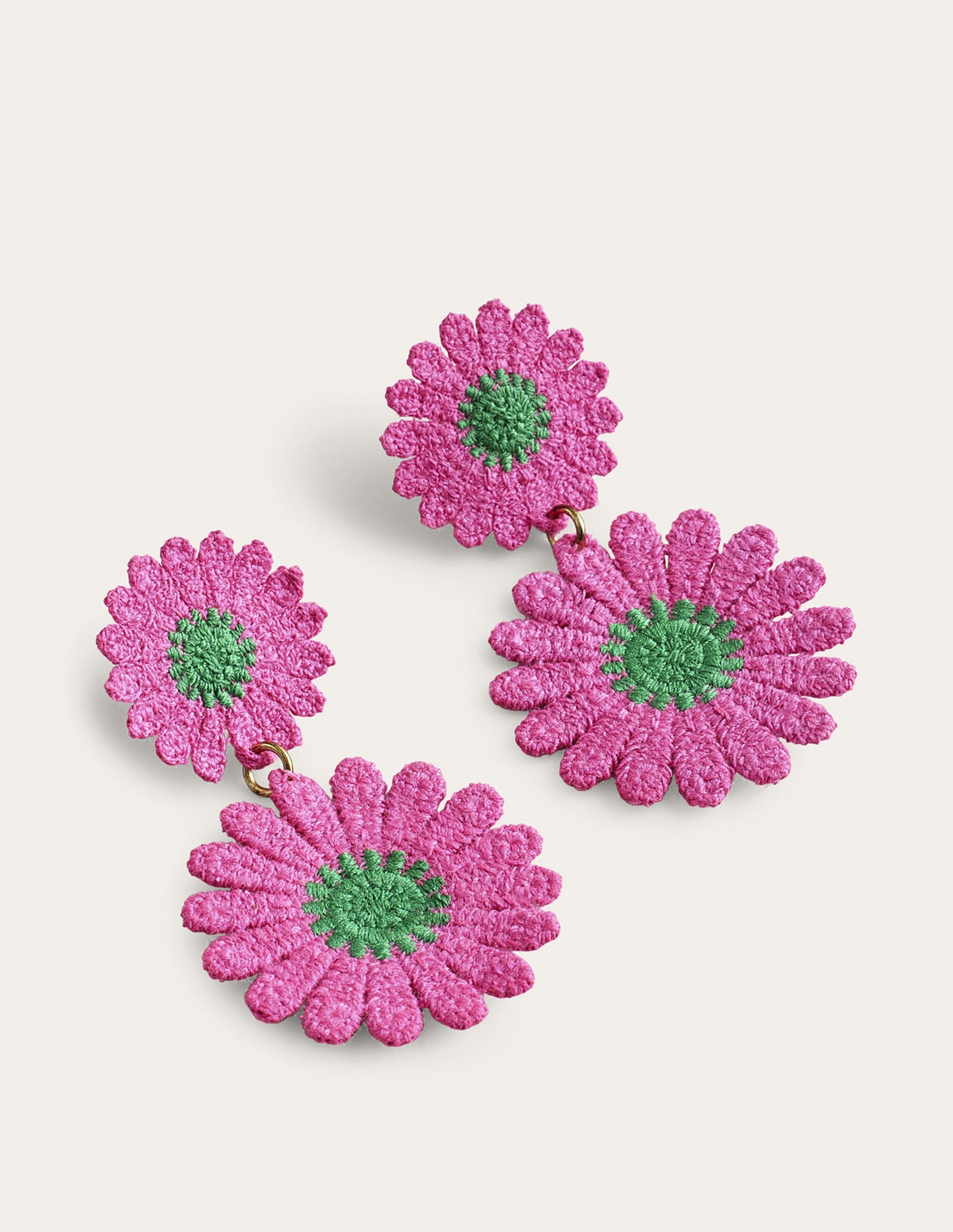 Boucles d'oreilles florales en dentelle-Rose-2