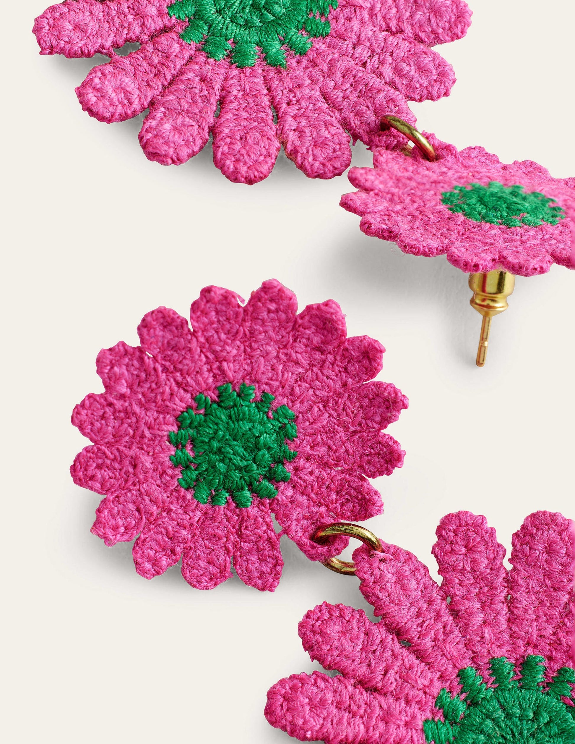 Boucles d'oreilles florales en dentelle-Rose-3