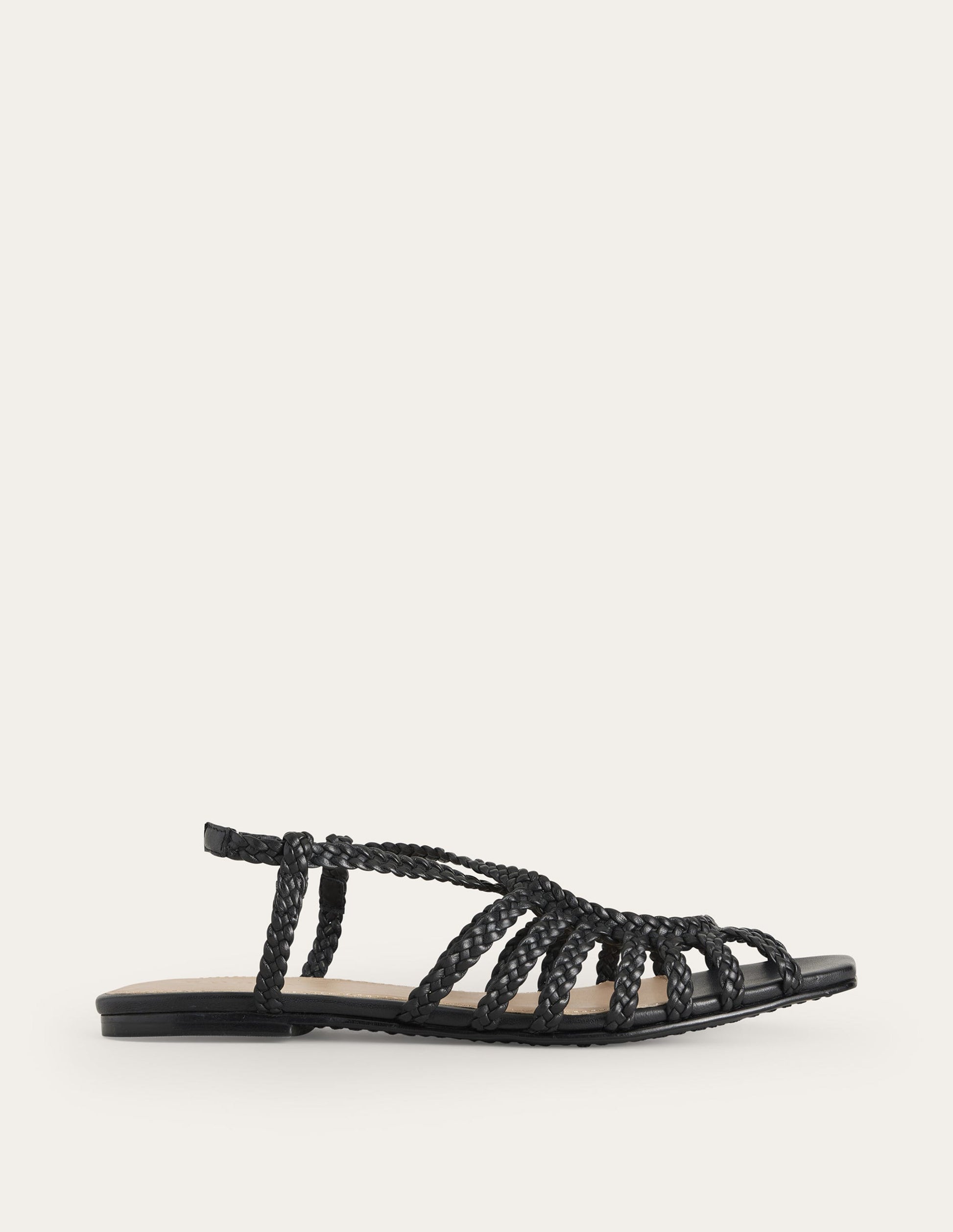 Flache Sandalen mit Webriemchen-Schwarz-2
