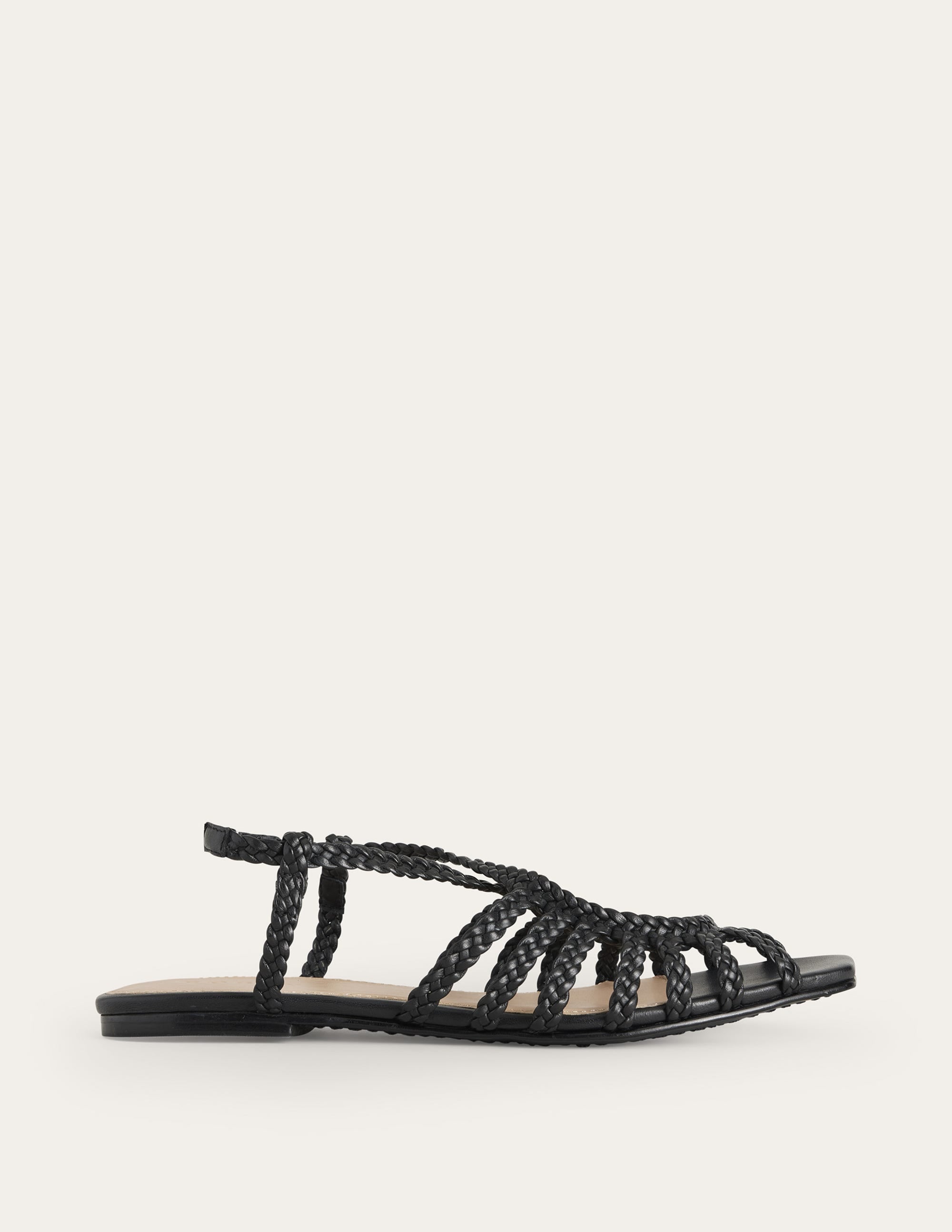 Flache Sandalen mit Webriemchen-Schwarz - Image 2