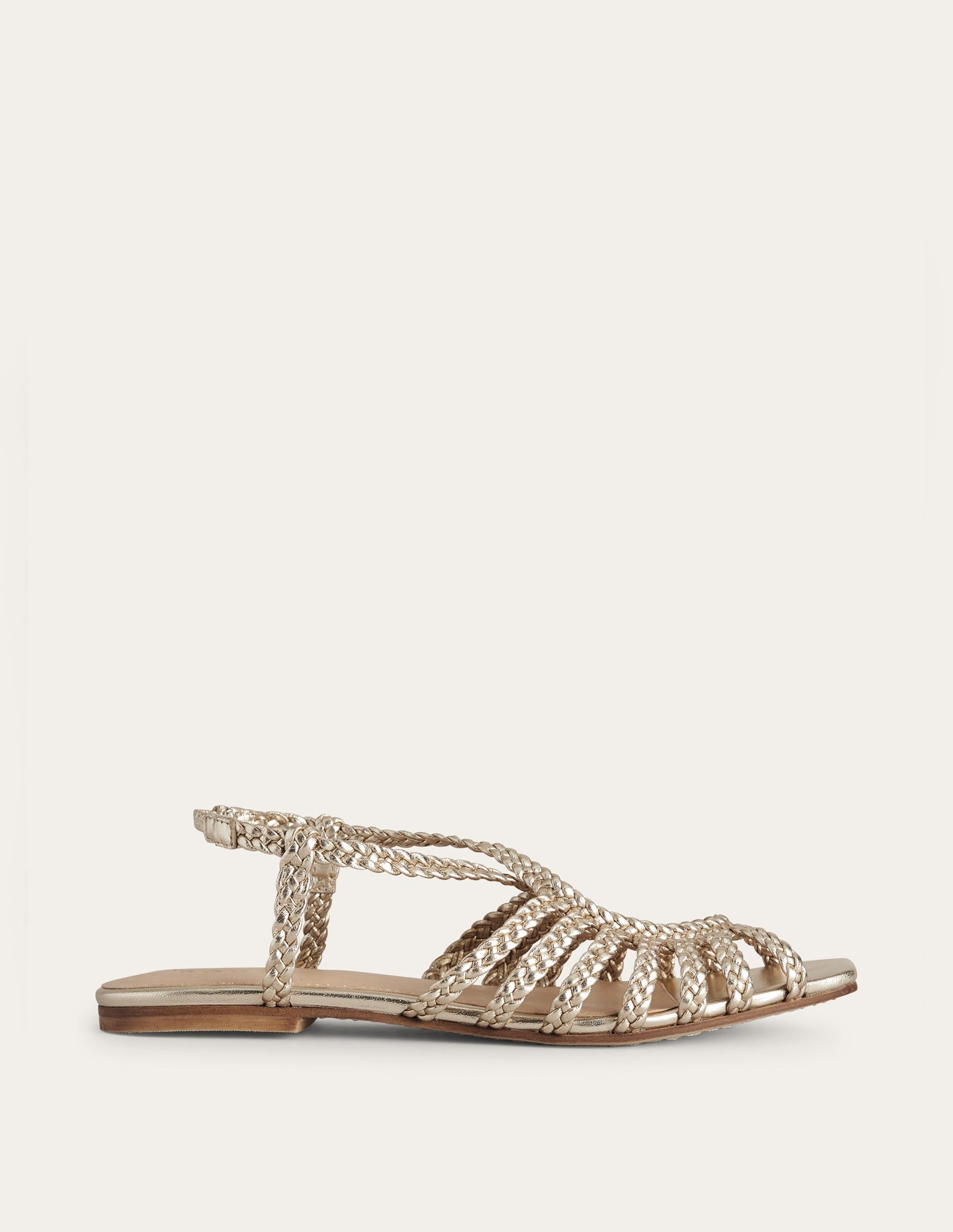 Flache Sandalen mit Webriemchen-Gold-2