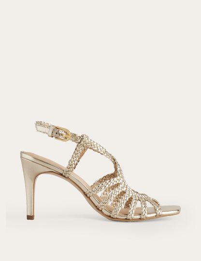 Absatzsandalen mit Webriemen-Gold-2