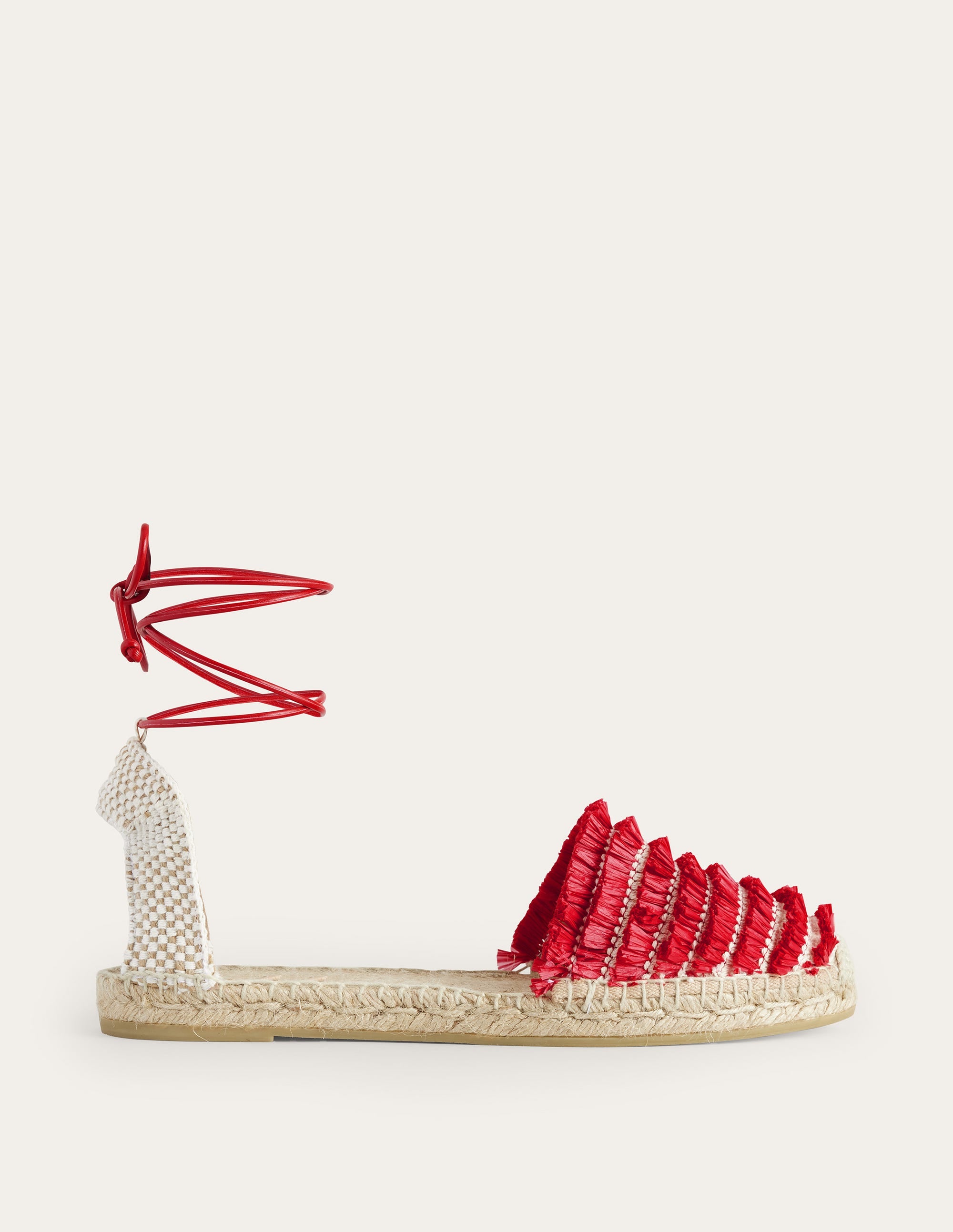 Flache Espadrilles mit Fransen-Zinnoberrot - Image 2