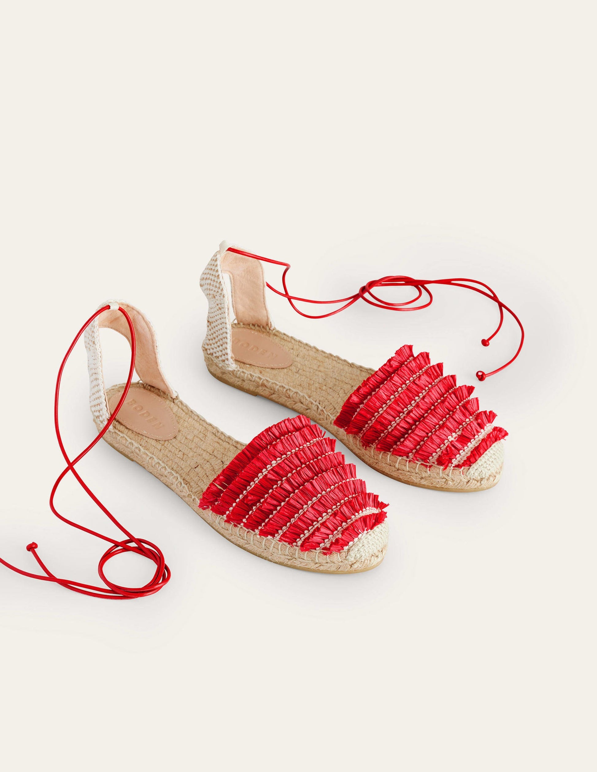 Flache Espadrilles mit Fransen-Zinnoberrot-3