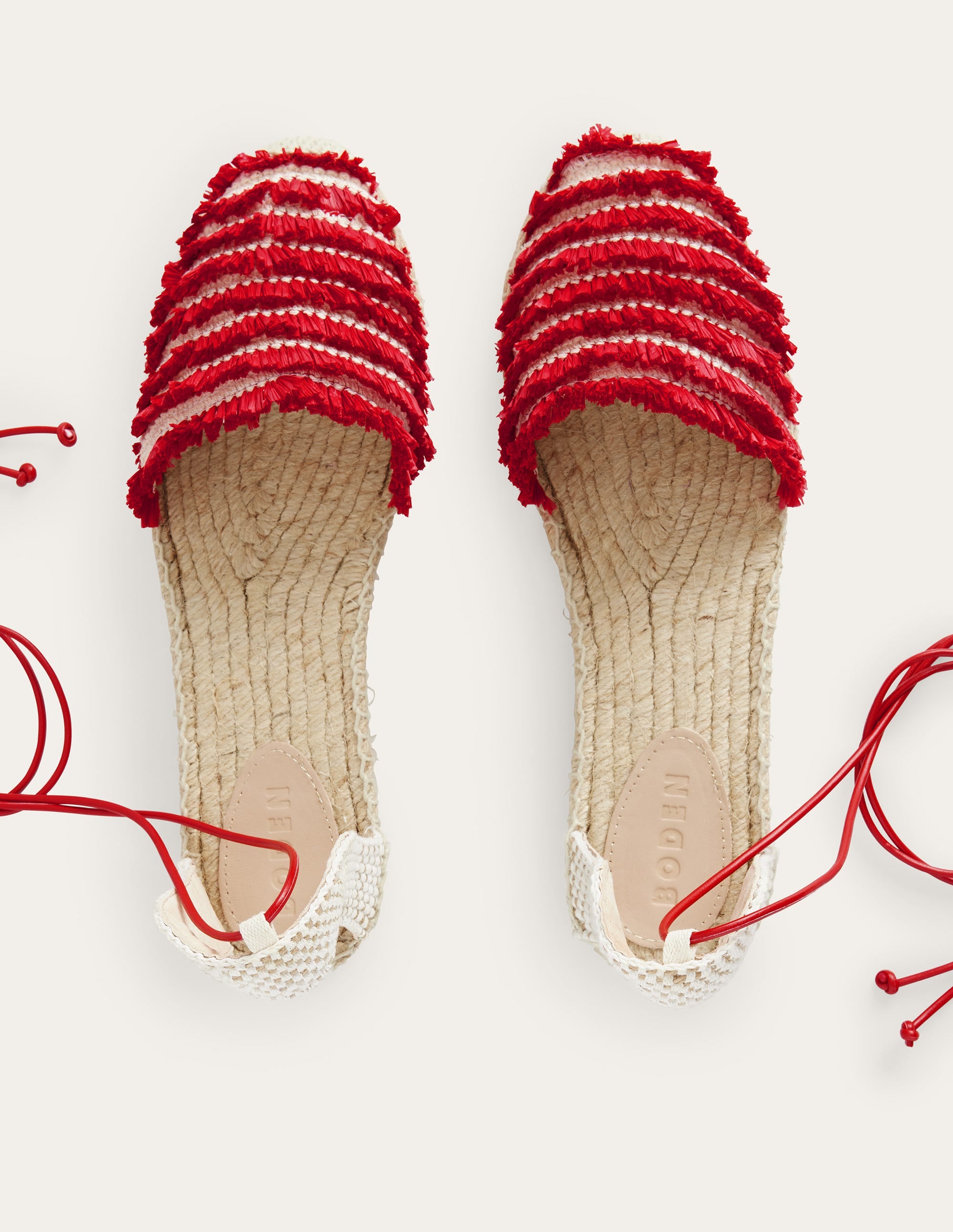 Flache Espadrilles mit Fransen-Zinnoberrot - Image 5