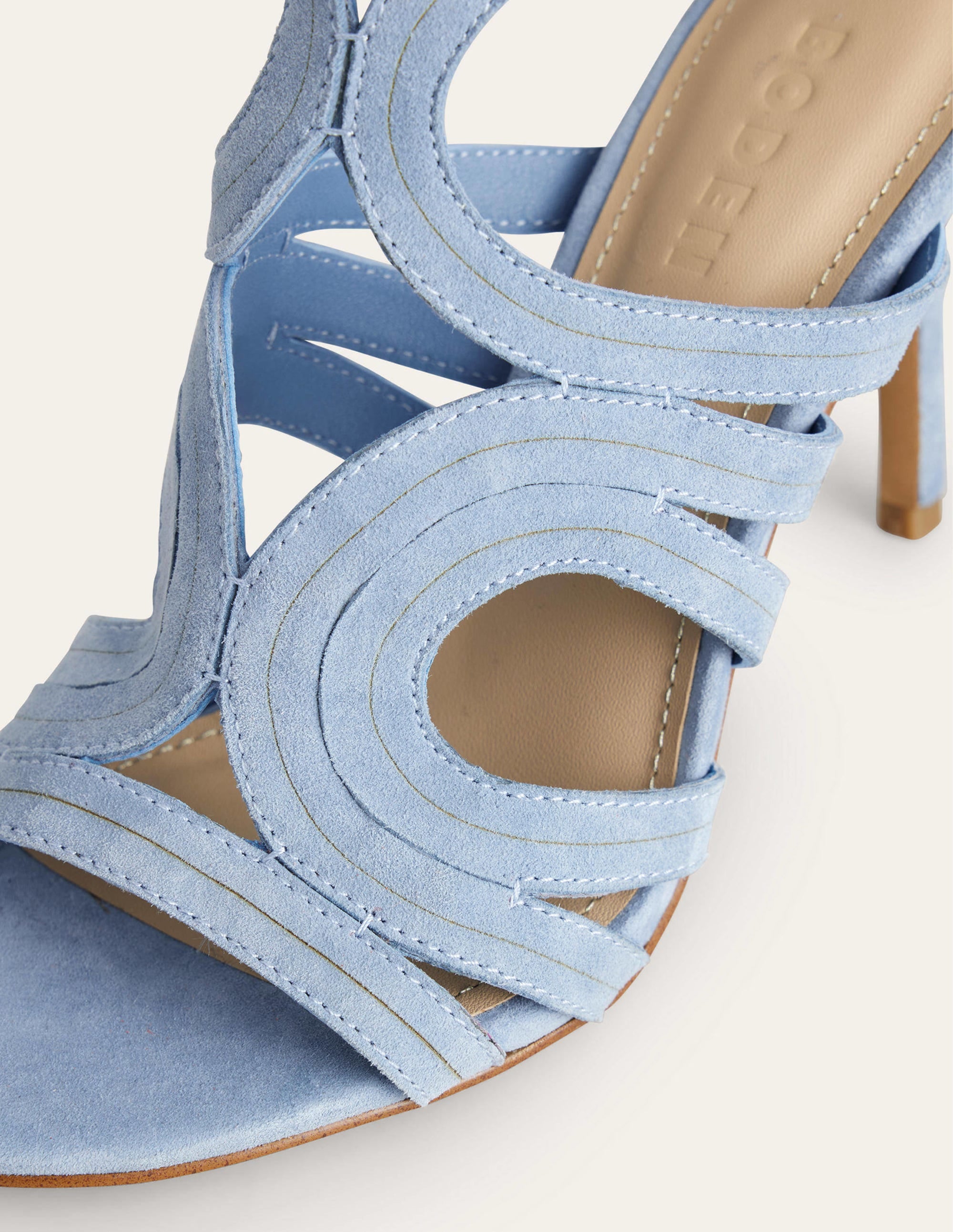 Cut Out Heeled Sandals-Delph Blue Suede - Image 4