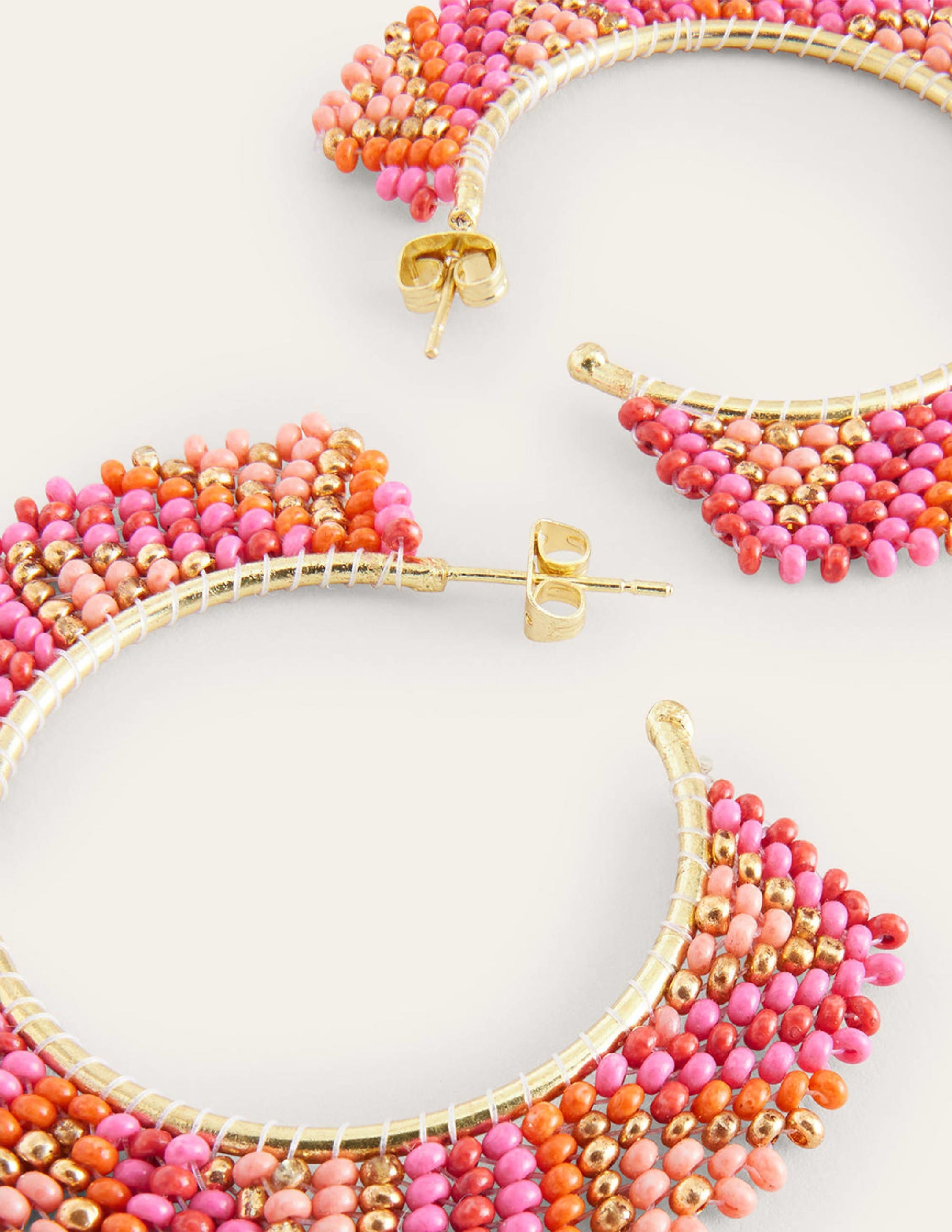 Créoles bohème en métal avec perles-Rose multi - Image 3