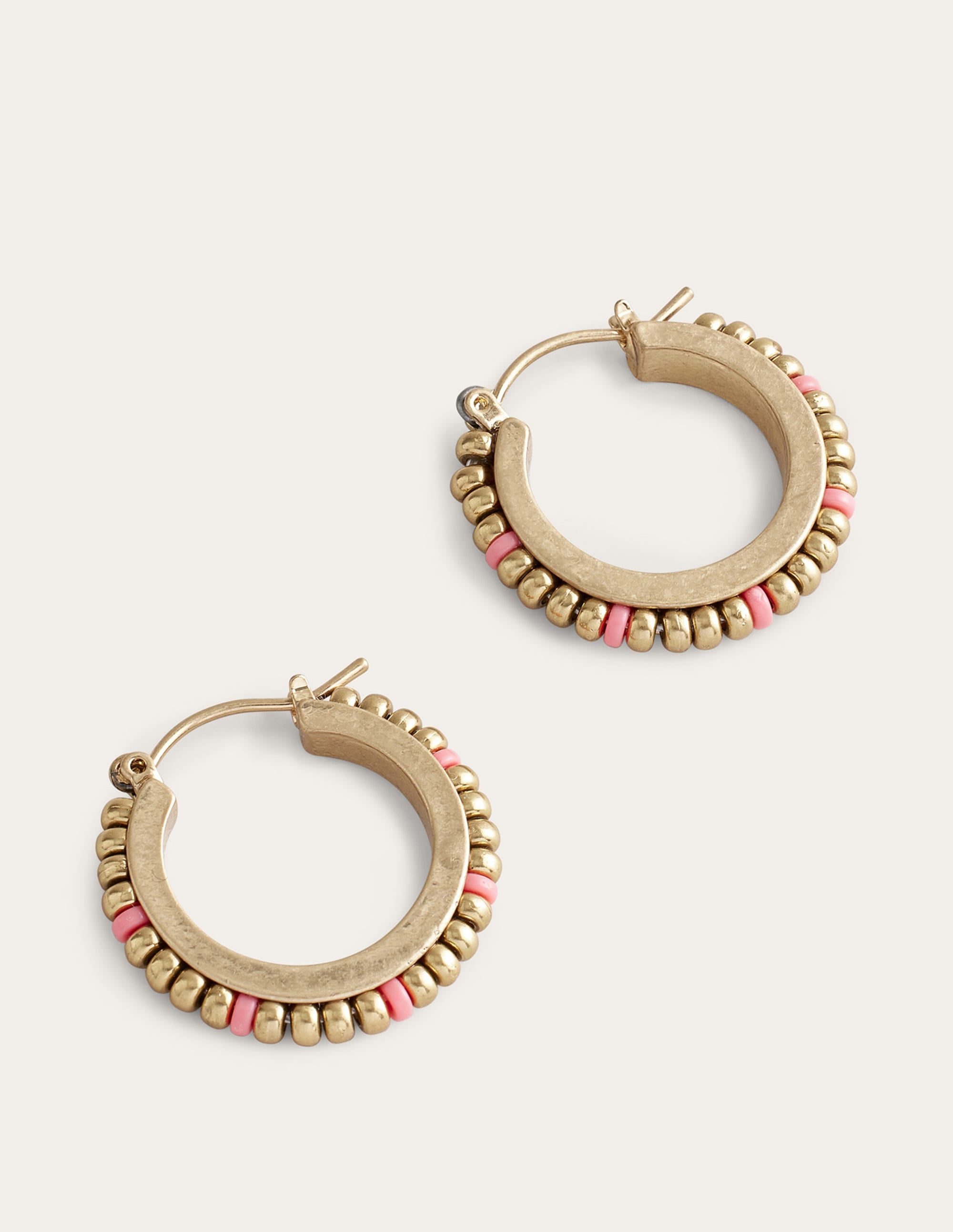 Petites créoles en perles-Rose - Image 1