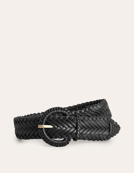 Ceinture en cuir tissé-Noir