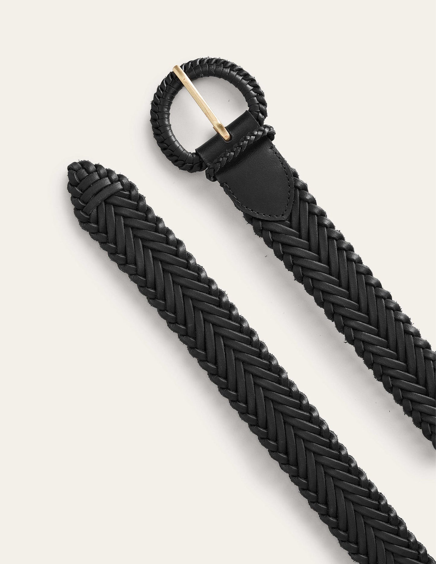 Woven Leather Belt-Black