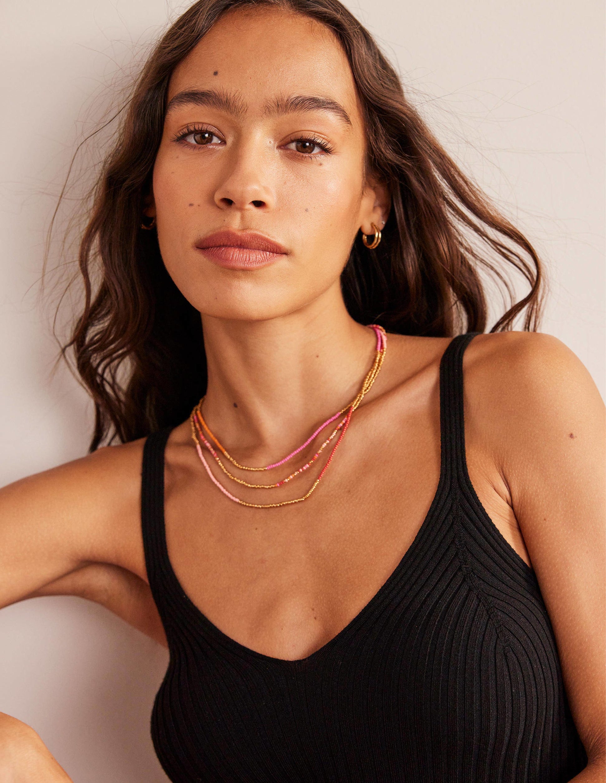 Collier en perles-Rose multi-1