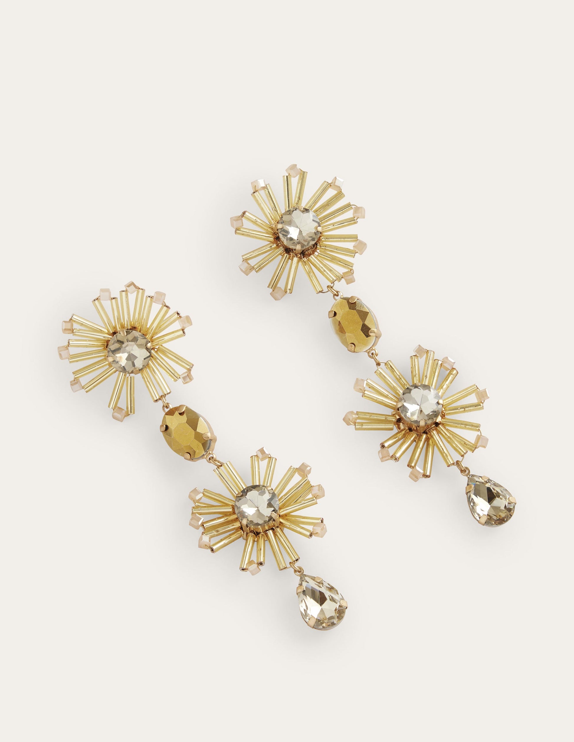 Hängeohrringe mit Blumenperlen-Gold-2