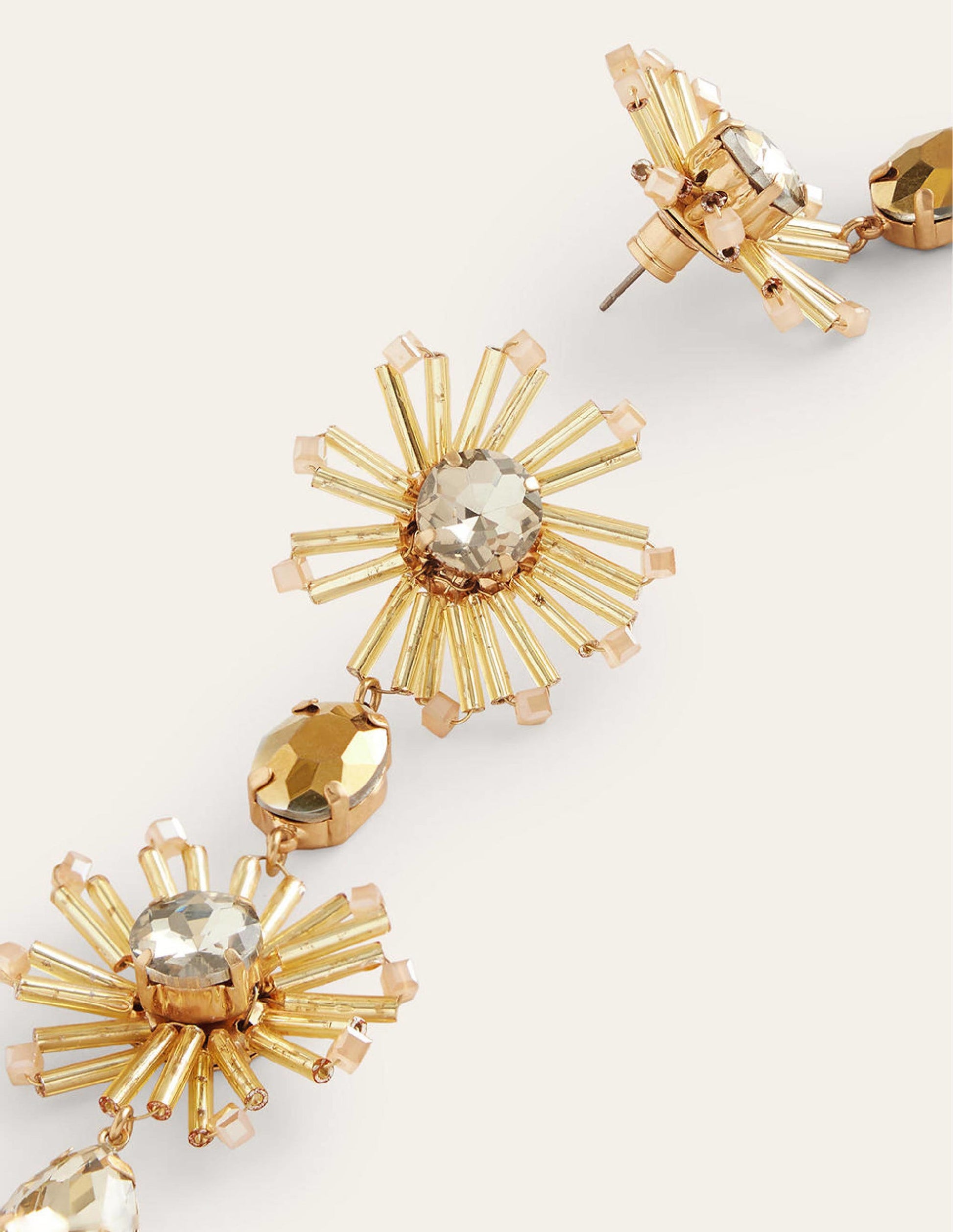Hängeohrringe mit Blumenperlen-Gold-3