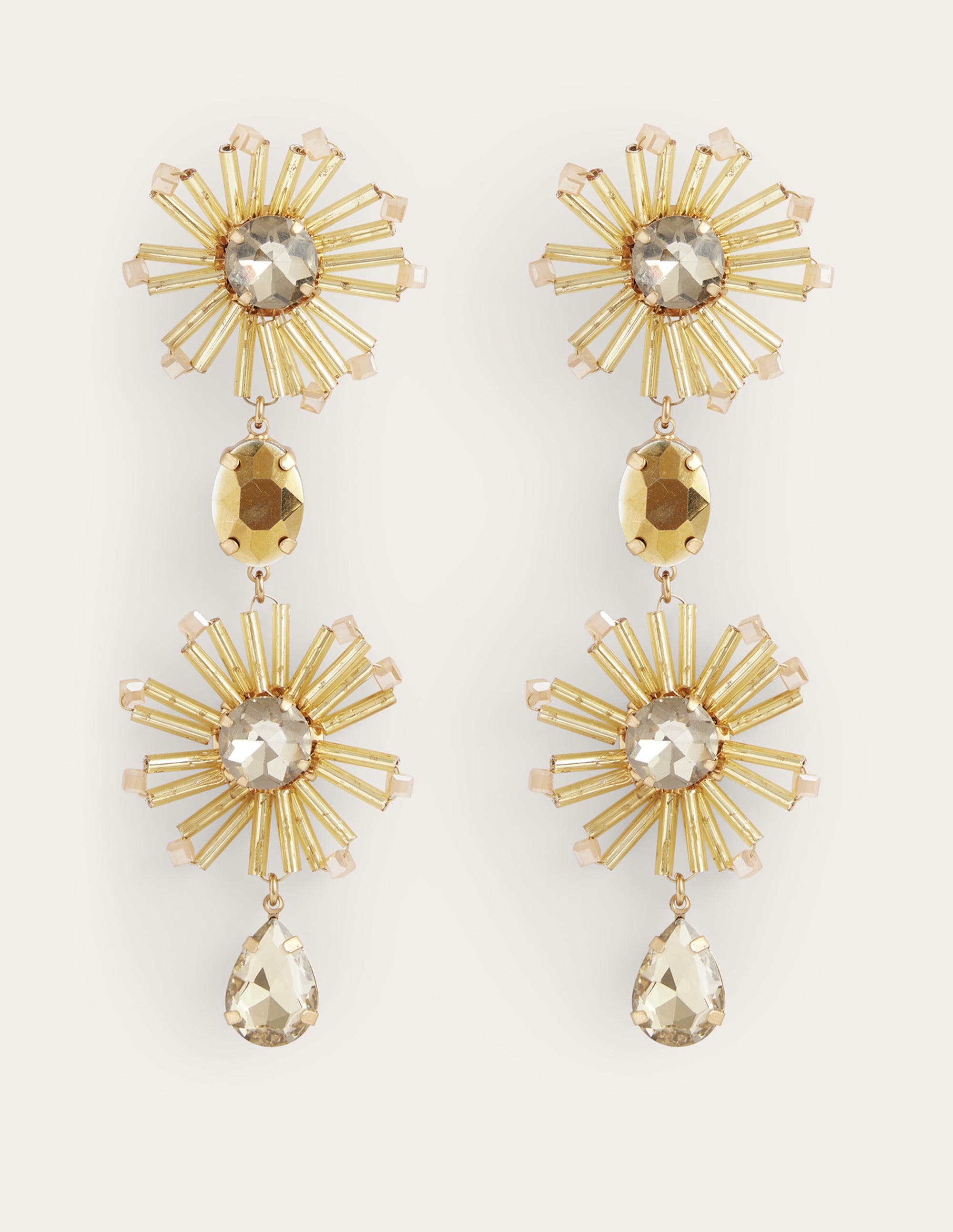Hängeohrringe mit Blumenperlen-Gold - Image 4