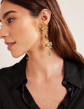 Hängeohrringe mit Blumenperlen-Gold