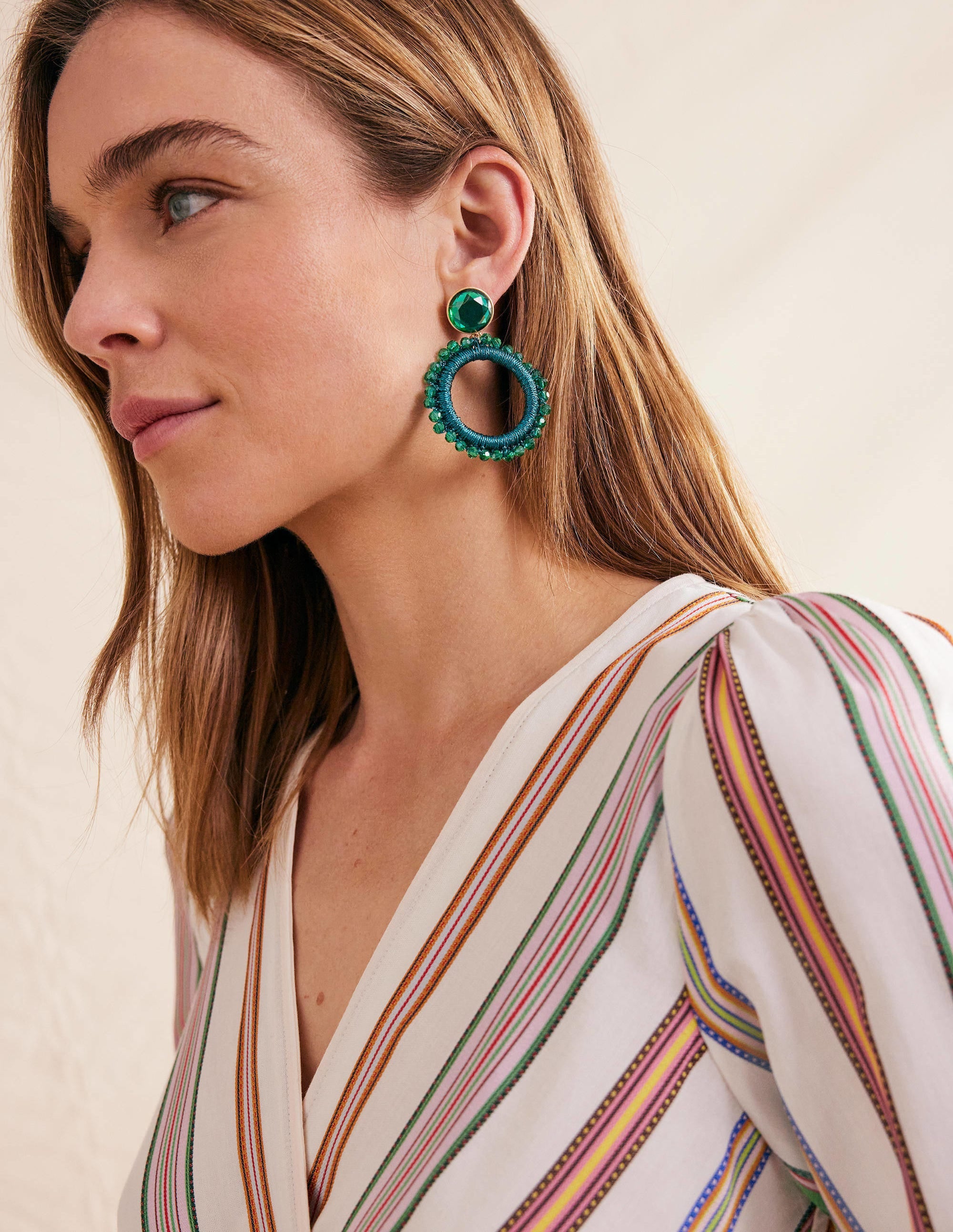 Boucles d'oreilles en perles-Vert - Image 1