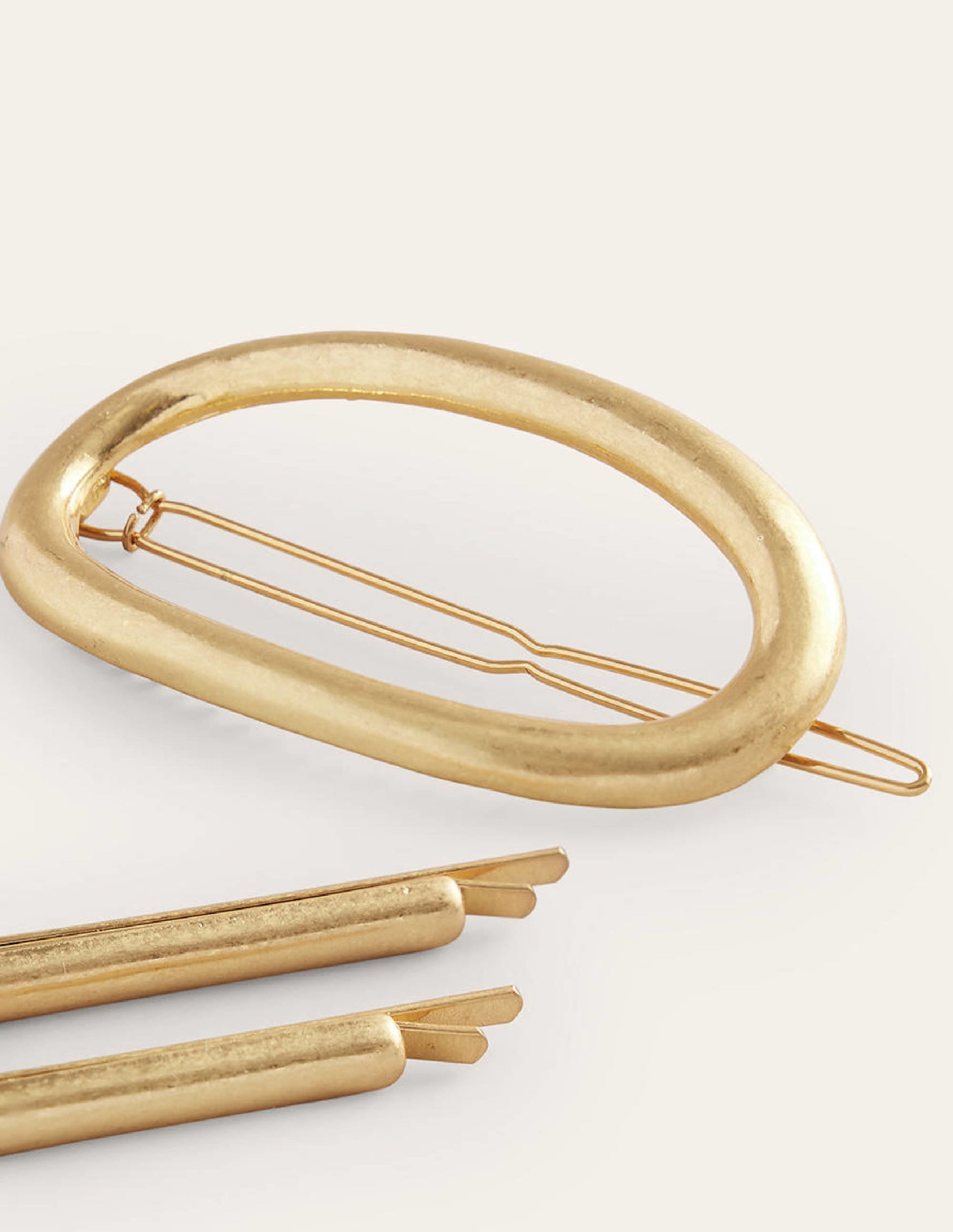 Barrette en métal martelé-Doré - Image 3