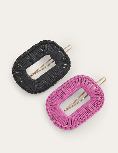 Schnallen-Haarspangen im 2er-Pack-Schwarz / Dunkelpink
