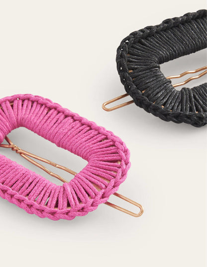 Schnallen-Haarspangen im 2er-Pack-Schwarz / Dunkelpink