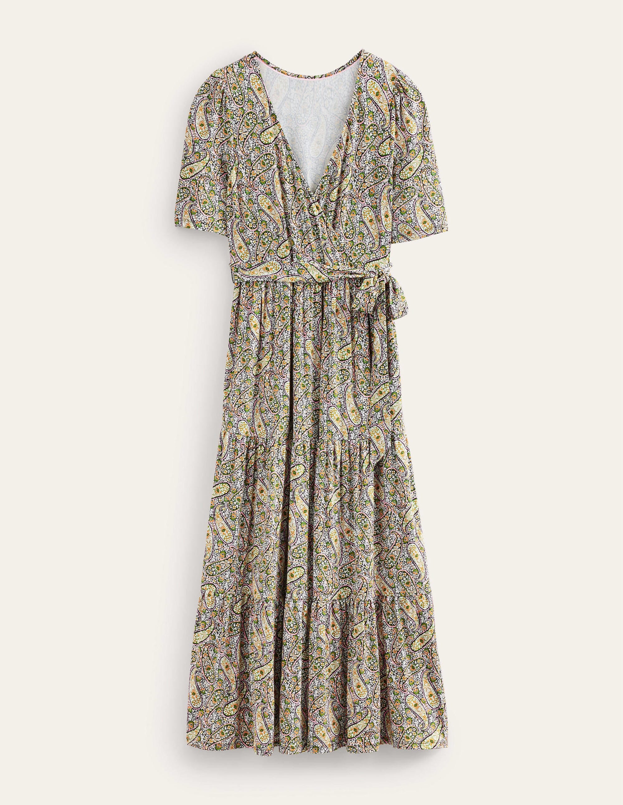 Tiered Wrap Jersey Maxi Dress-Park Ranger, Paisley Blooms - Image 6