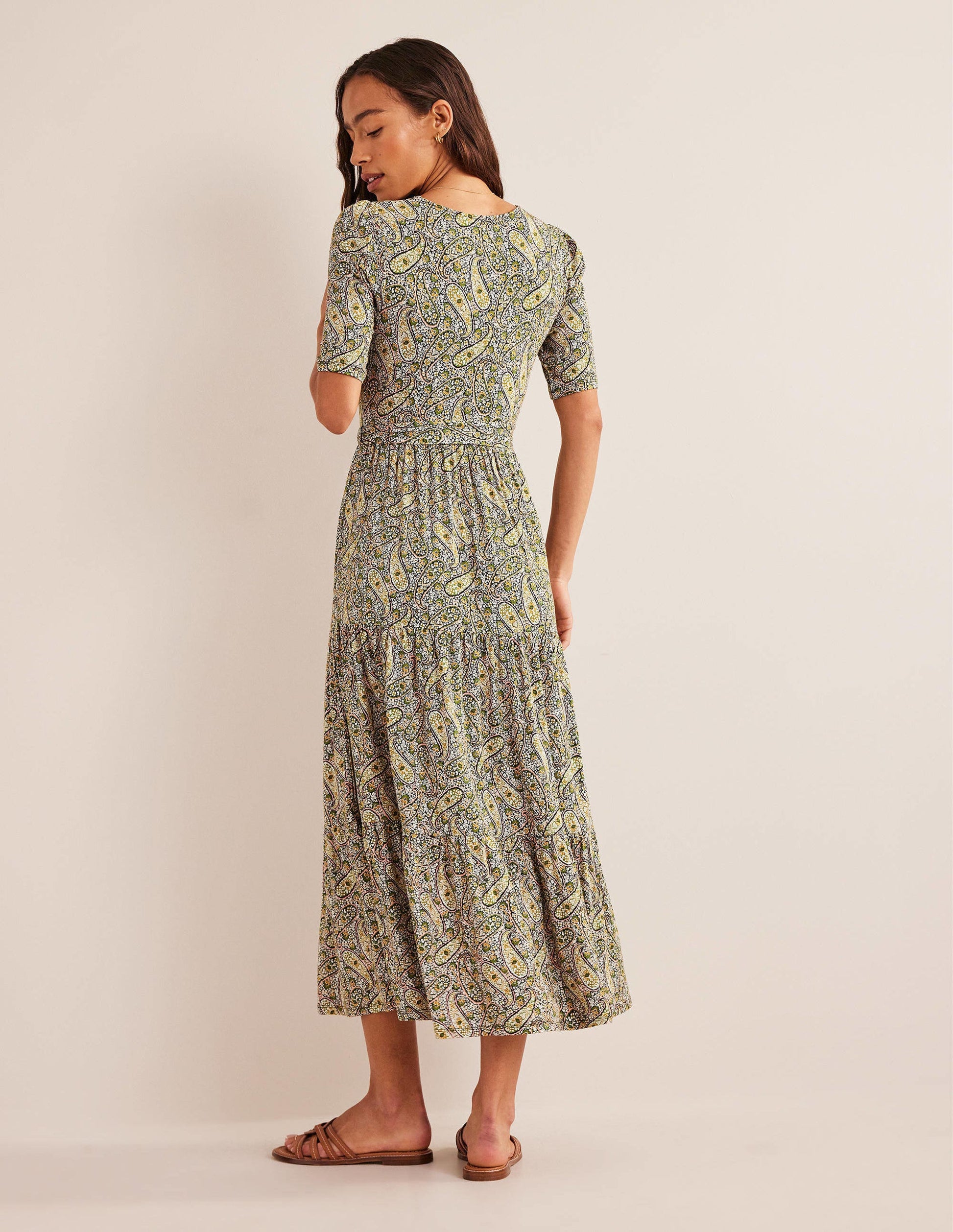 Tiered Wrap Jersey Maxi Dress-Park Ranger, Paisley Blooms-3
