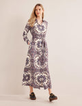 Robe-chemise longue Claudia-Ivoire, motif Paradise Paisley