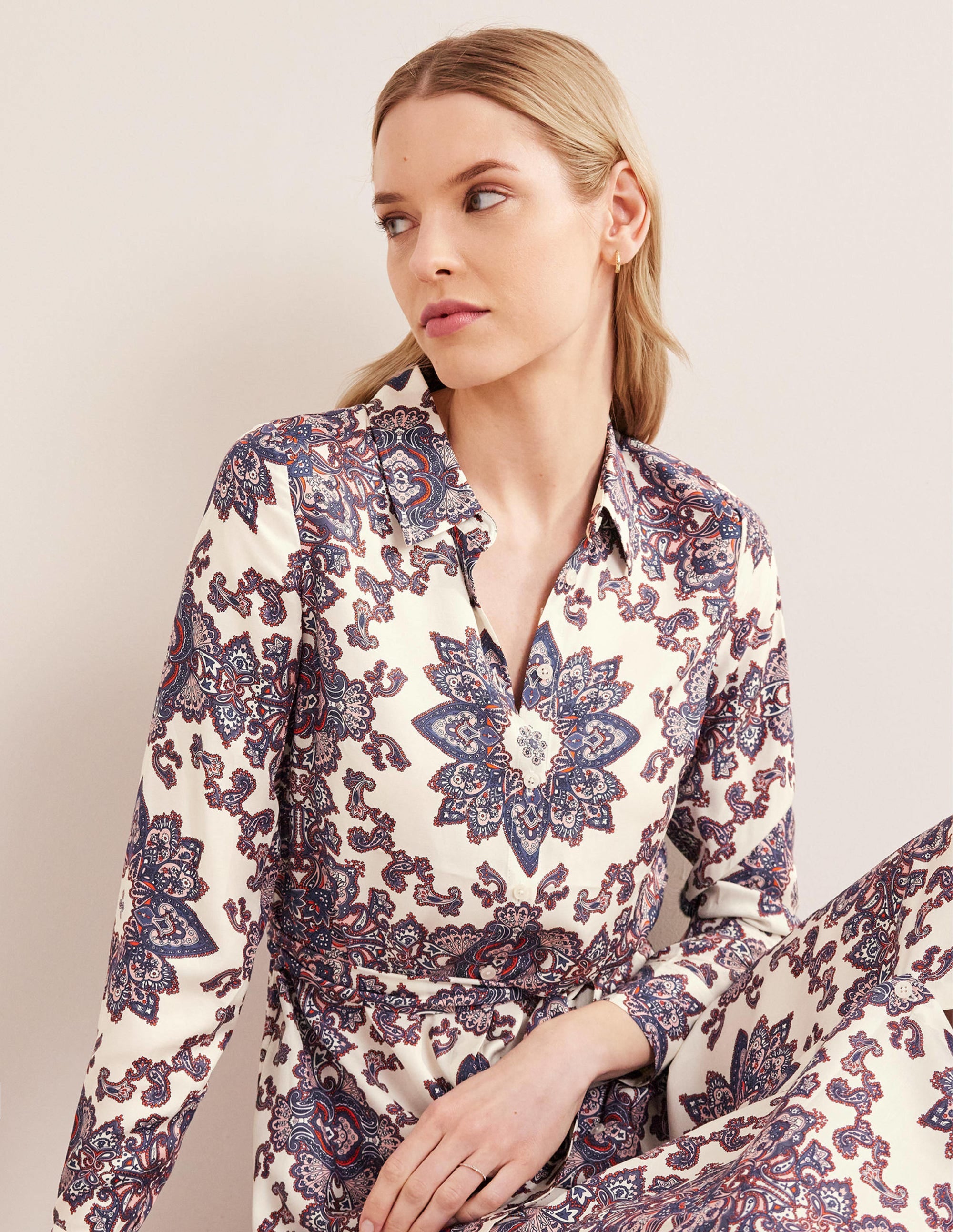 Robe-chemise longue Claudia-Ivoire, motif Paradise Paisley - Image 4