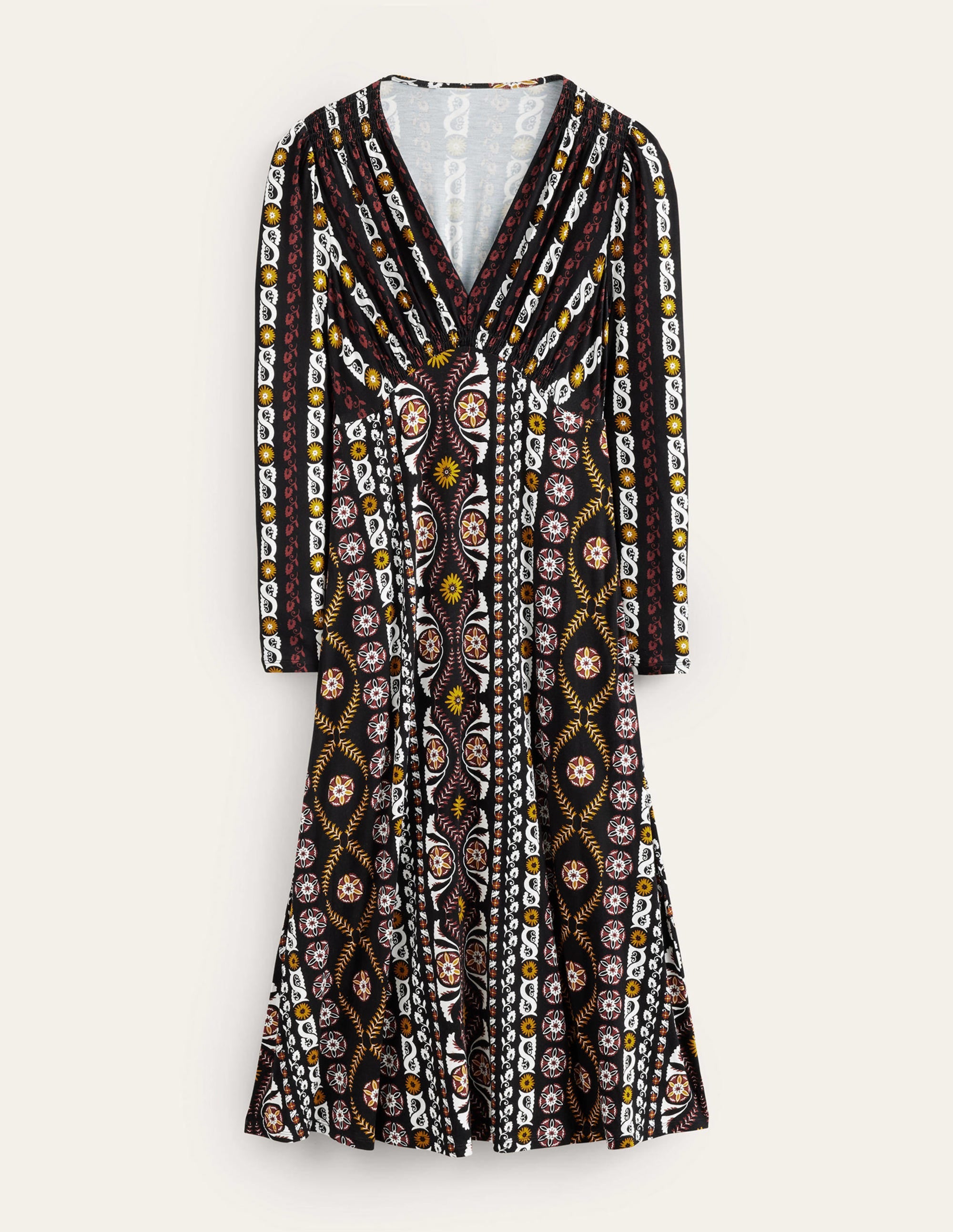 Jersey Midi Tea Dress-Black, Opulent Stripe - Image 5